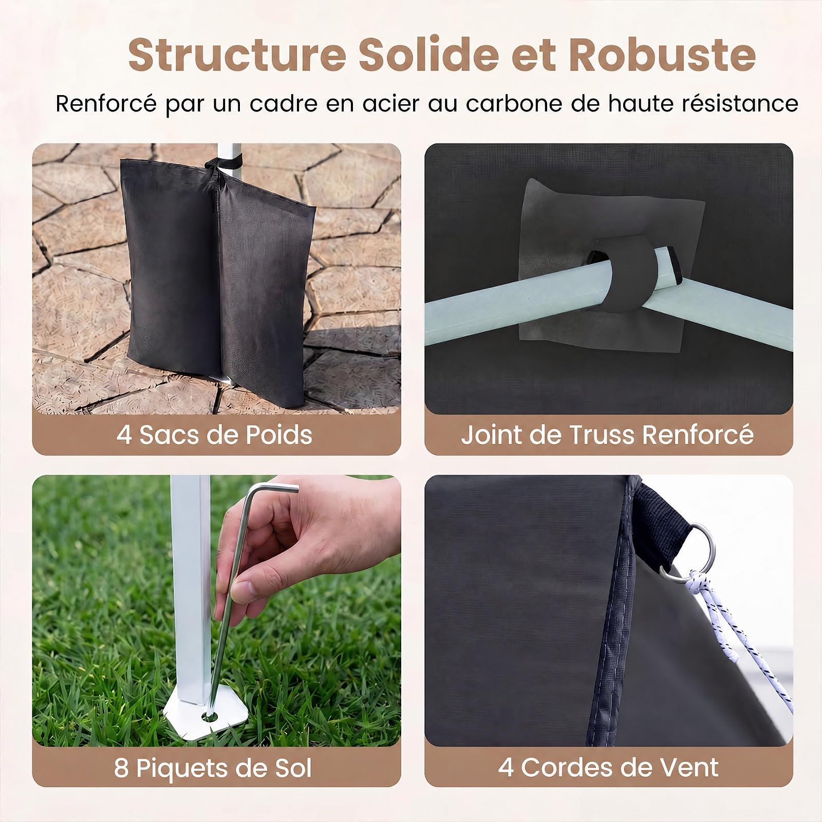 RELAX4LIFE Tonnelle Pliante 2x2 avec Parois Amovibles, Barnum Pliant pour Activités Plein Air, 2 Portes Zippées, Gazebo 2x2 Portable avec Sac à roulettes pour Terrasse Marché Festival (Noir)