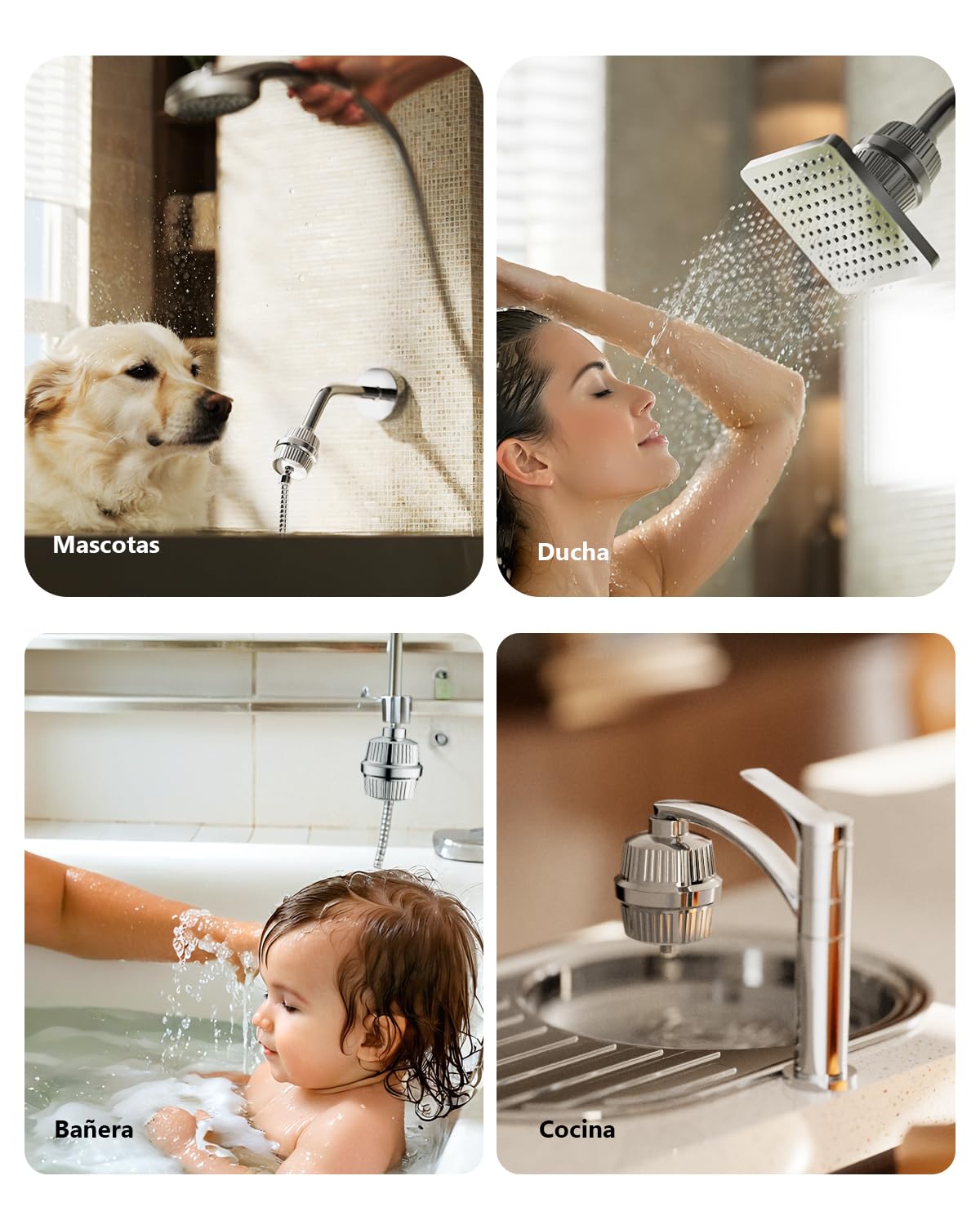 Cobbe Filtro de Ducha de 34 Etapas con Vitamina C para Agua Dura, Filtro Antical con 2 Cartuchos que Elimina Cloro y Metales Pesados, Cromado