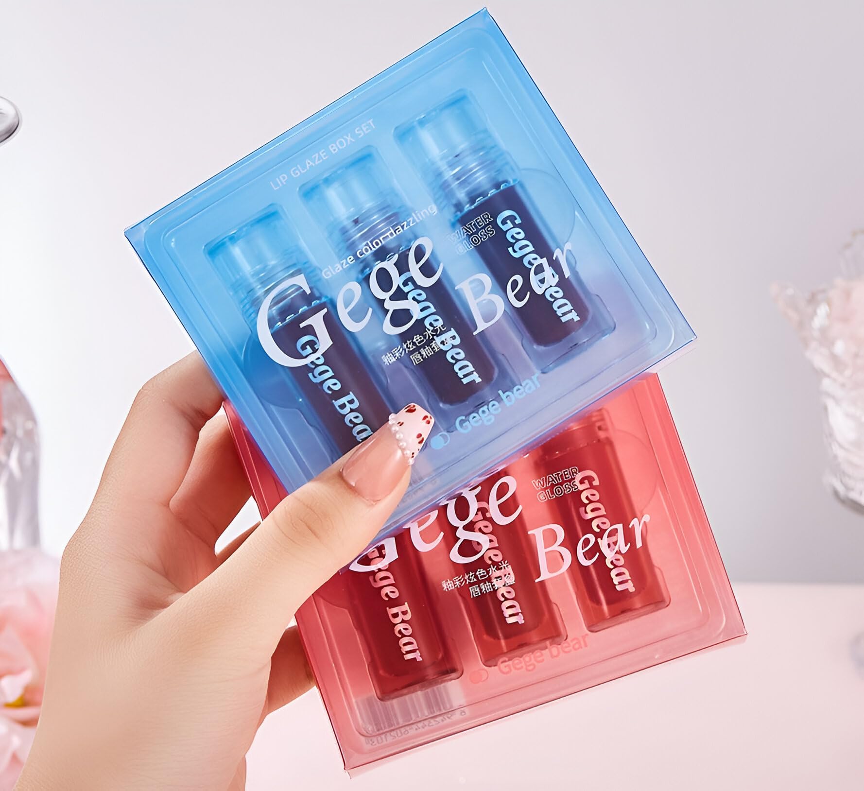 Gege Bear Dazzling Watergloss Lip Glaze Set for Women | High-Shine Hydrating Lip Gloss Trio | Coral, Coffee, and Tea-Inspired Hues | Non-Sticky Lightweight Formula | (Set A (Shade 01, 02 & 03), 7.5g)-image-46