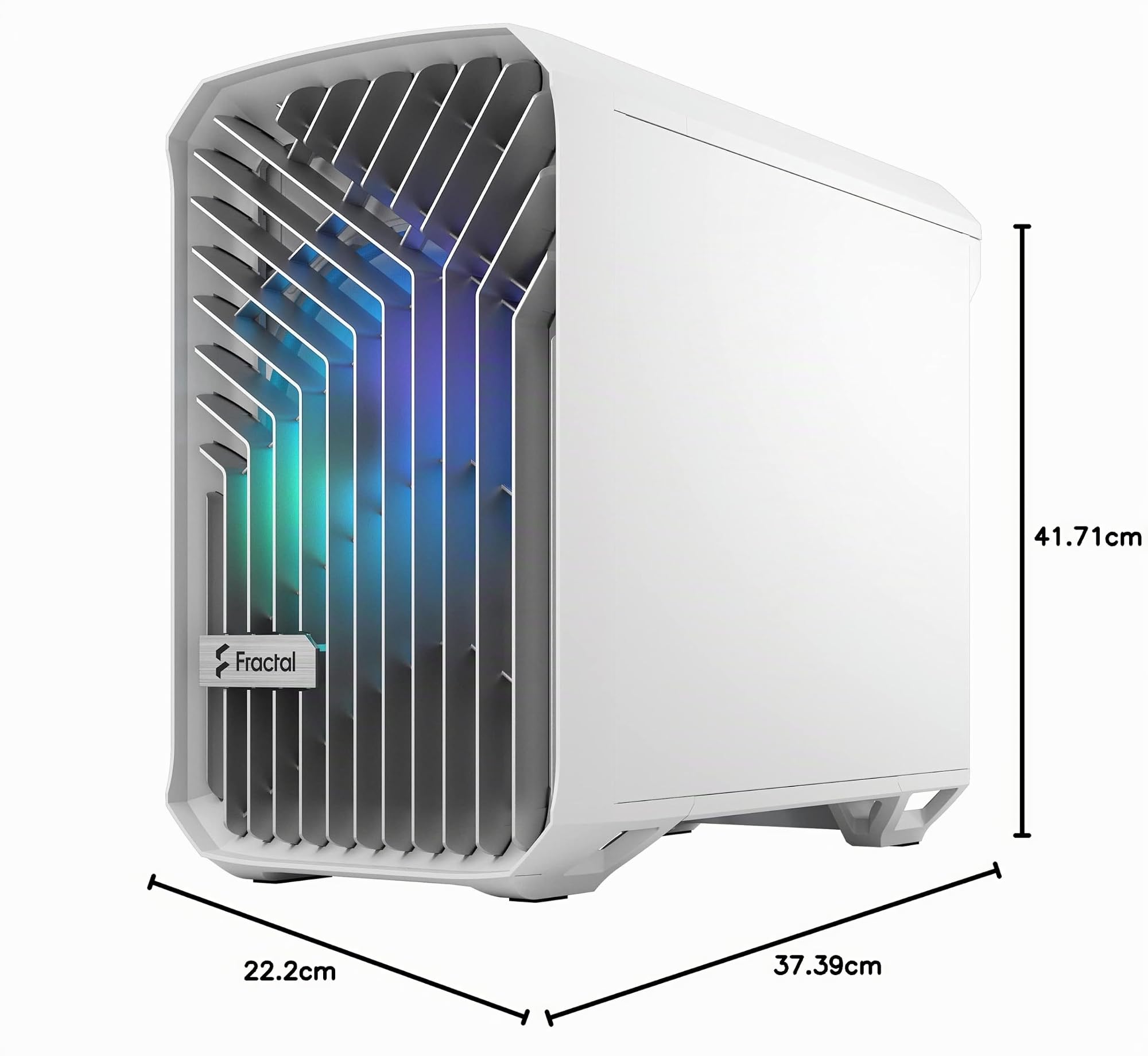 Fractal Design Torrent Nano RGB White - Clear Tint Tempered Glass Side Panel - Open Grille for Maximum Air Intake - 180mm RGB PWM Fan Included - Type C - mATX Airflow Mini Tower PC Gaming Case