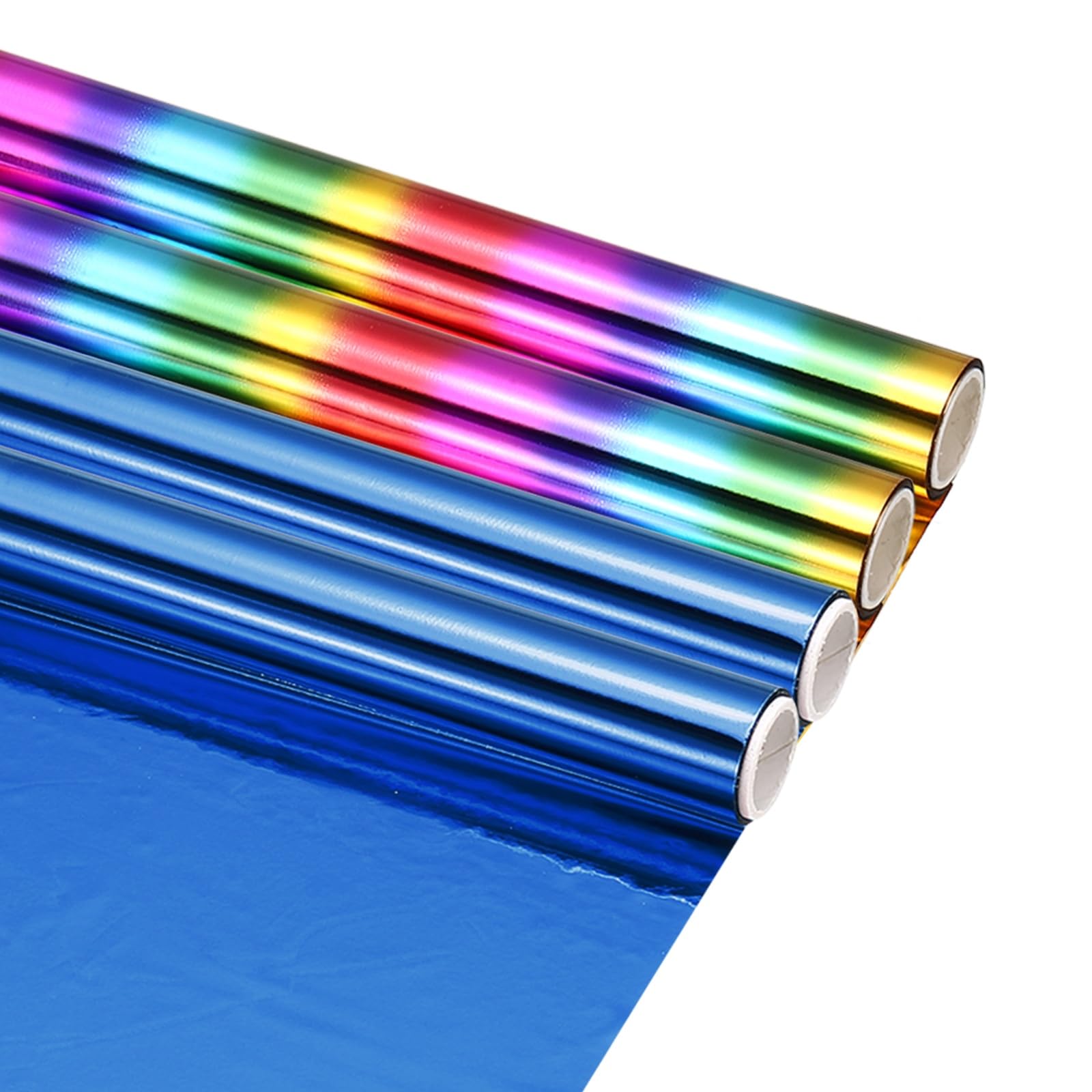 sourcing map 2Pcs Blue/Multicolor Hot Stamping Heat-Activated Foil Roll Sparkling Metallic Laser Toner Transfer Decor Sheets, Use with Hot Foil Pens for DIY Craft Decor Card, 6" W x 10ft L