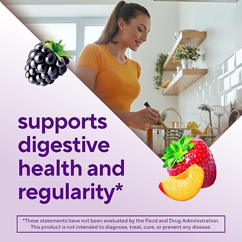 Miniatura 3 de Vitafusion Fiber Well Suplemento de fibra sin azúcar, suplementos con sabor a melocotón, fresa y mora, 90 unidades