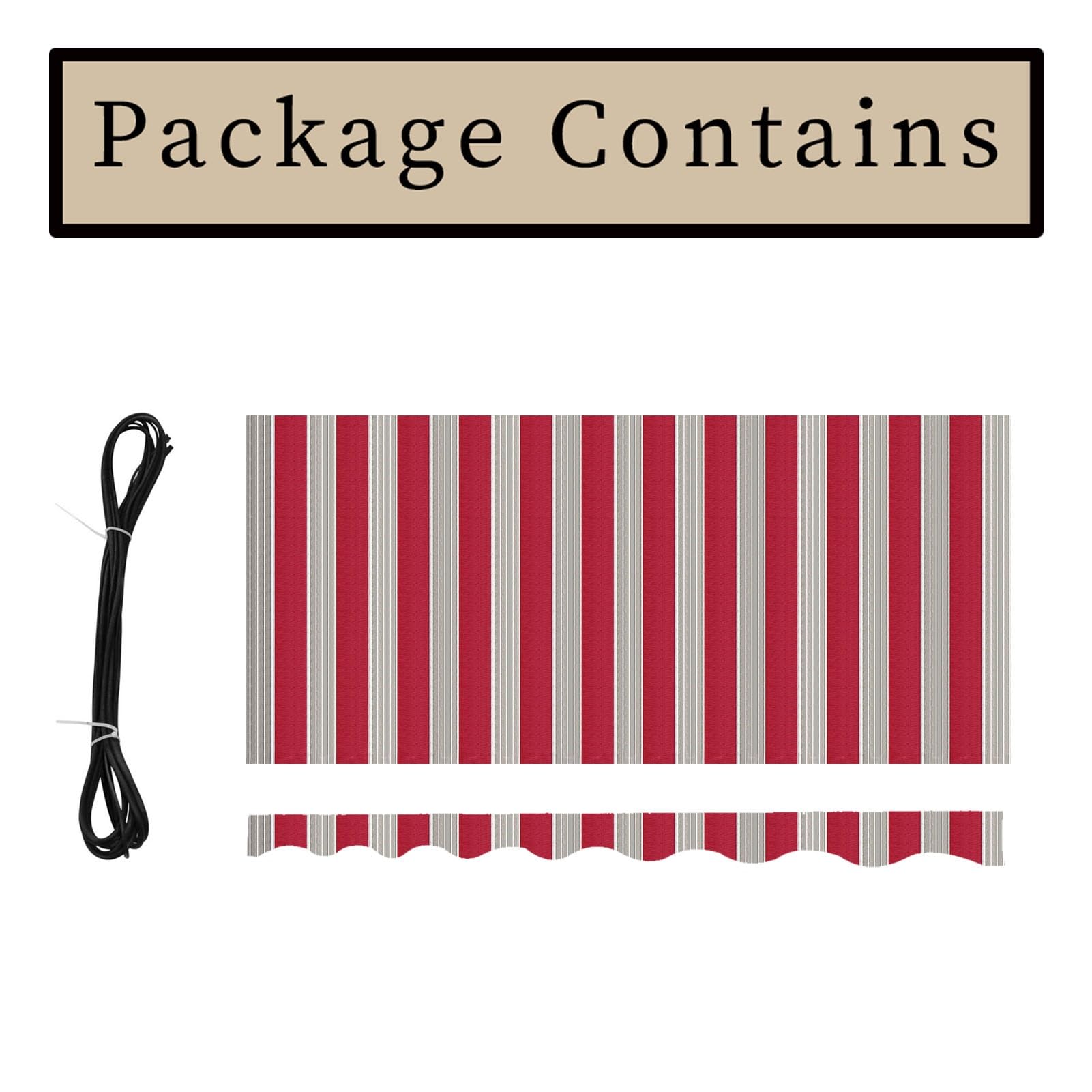Premium 4 x 3 m Red Stripe Teles Canopy Top Fabric | 280 g poliestrowy zapasowy baldachim | zewnętrzne schronienie przeciwsłoneczne do tarasów restauracji sklepów