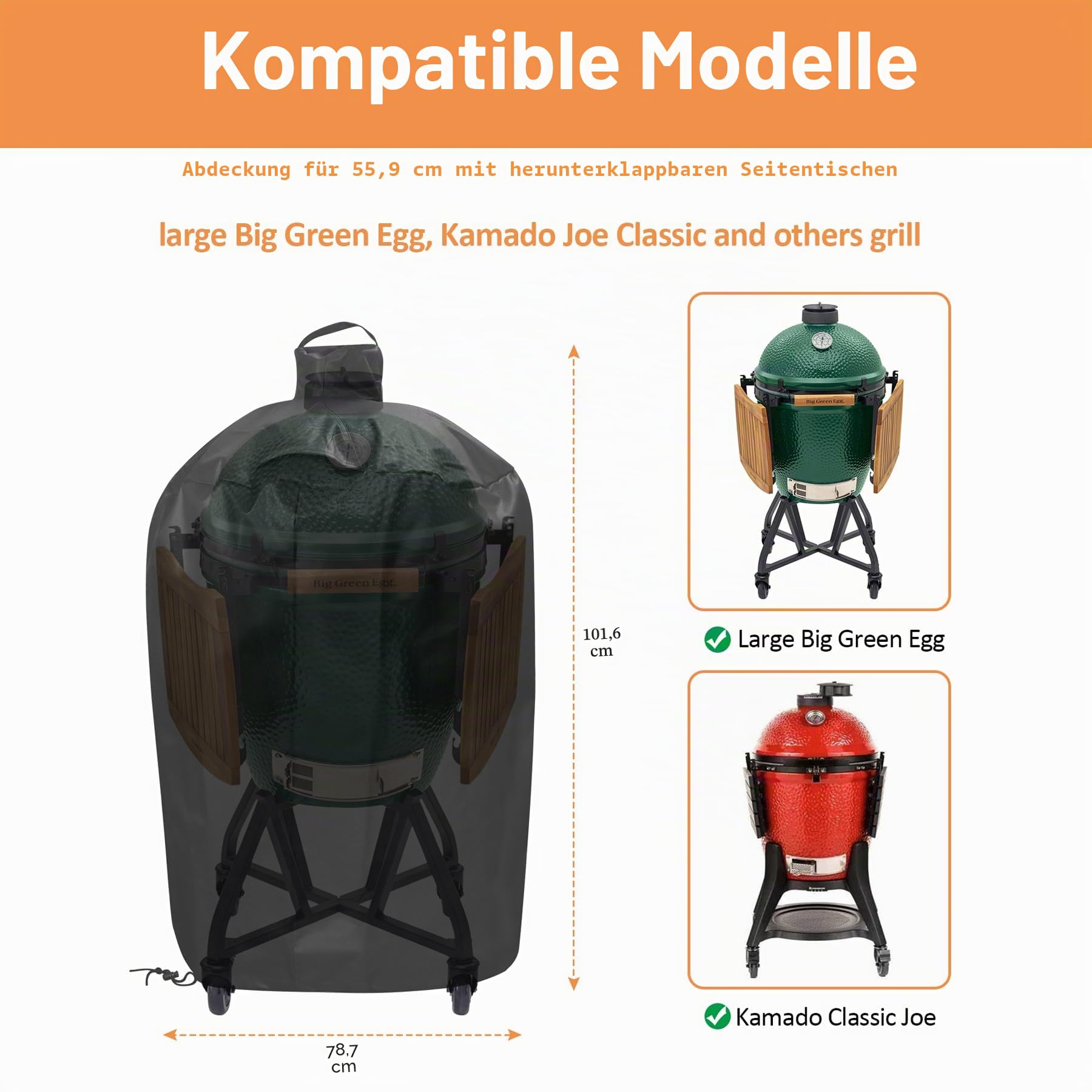wasserdichte Abdeckung für großes grünes Ei, Keramik-Grillabdeckung Outdoor-Grillabdeckung, wetterbeständiges BBQ-Grillzubehör, Anti-Fade Stoff