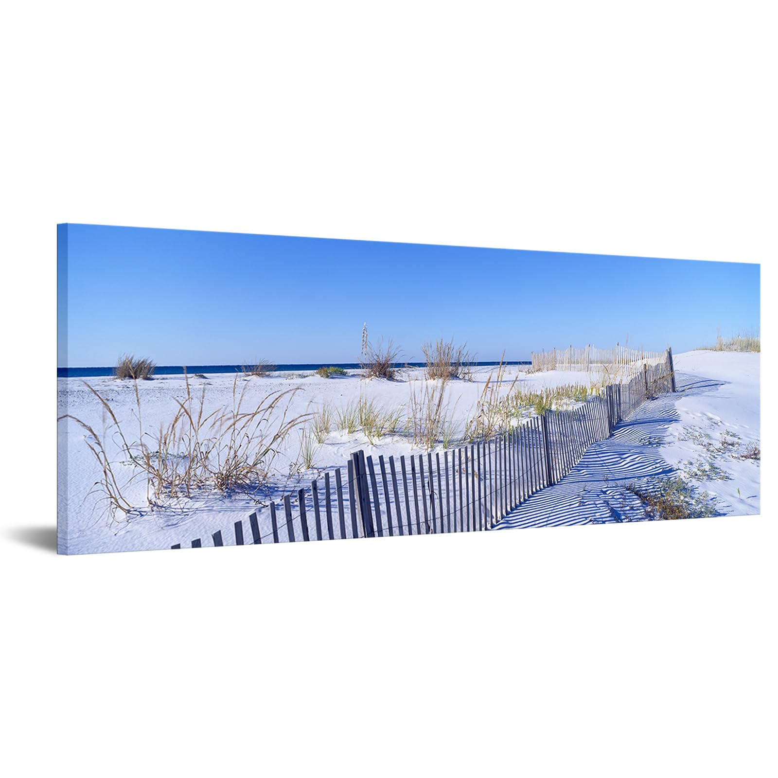 iKNOW FOTO Tropical Paradise Beach Panoramic Canvas Art - 20x55inch White Sand Seascape Wall Decor for Living Room, Aesthetic Beach Poster Print, Easy to Hang