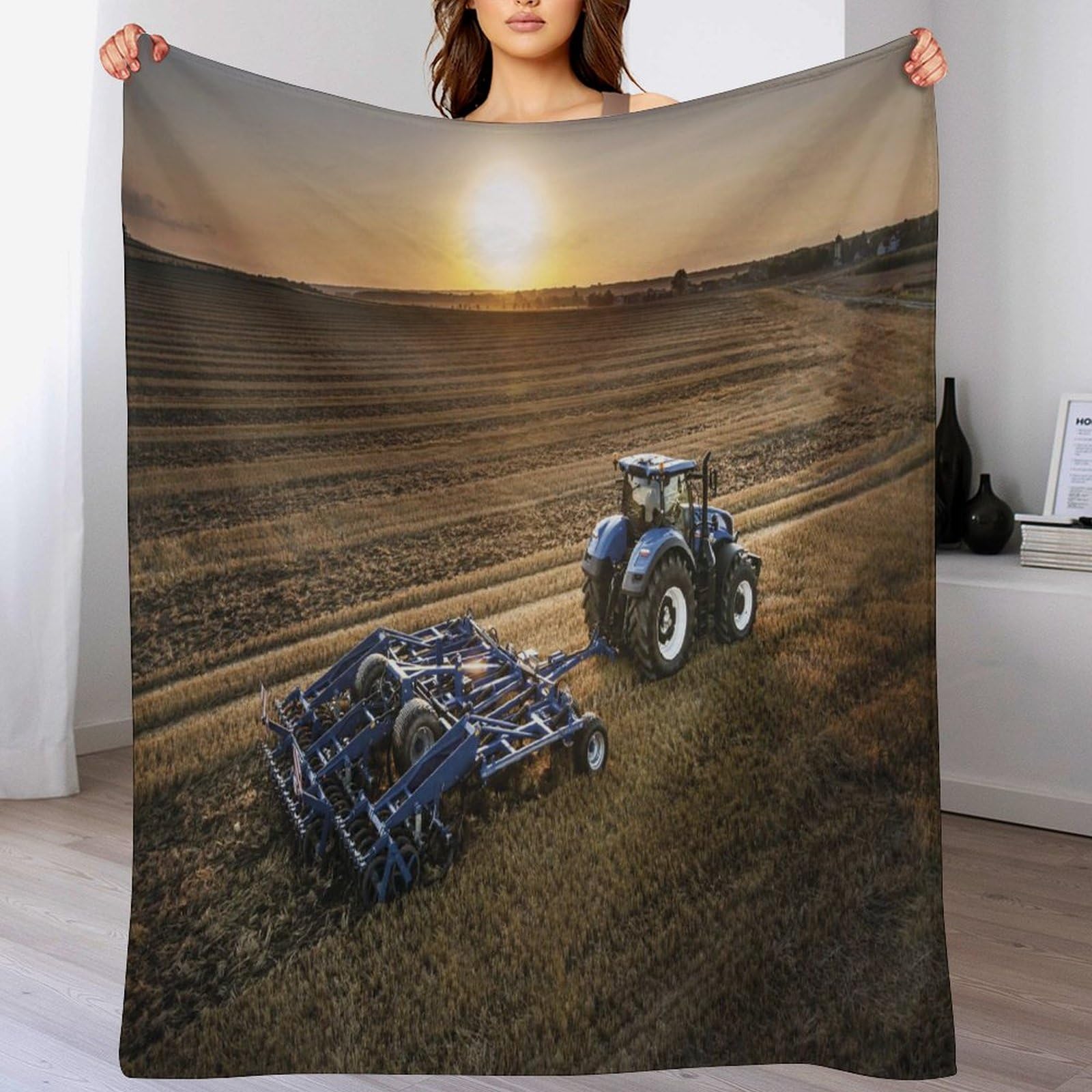 Couverture tracteur plaid polelle moelleux jeté de canapé lit 130x180