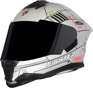 Steelbird SBH-57 Fighter F6 ISI and DOT Certified Full Face Helmet for Men and Women with Inner Silver Sun Shield Price In India