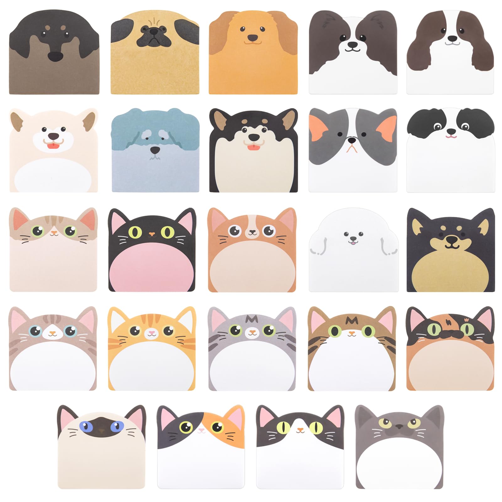 OWLKELA 24 Pack Cute Sticky Notes Set, Animal Sticky Notes, Mini Self Stick Memo Pads for School, Home, Office, Stationery for Party Bag Fillers