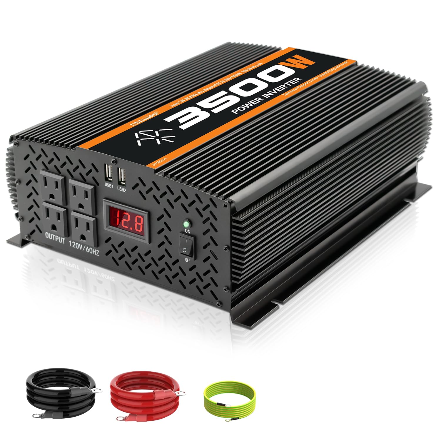 TVNIKD 3500 Watt 12v Power Inverter for Vehicles car Truck RV Solar, dc 12v to 110v ac Converter with 4 AC Power Outlets 2 USB Ports LCD Display-3500W