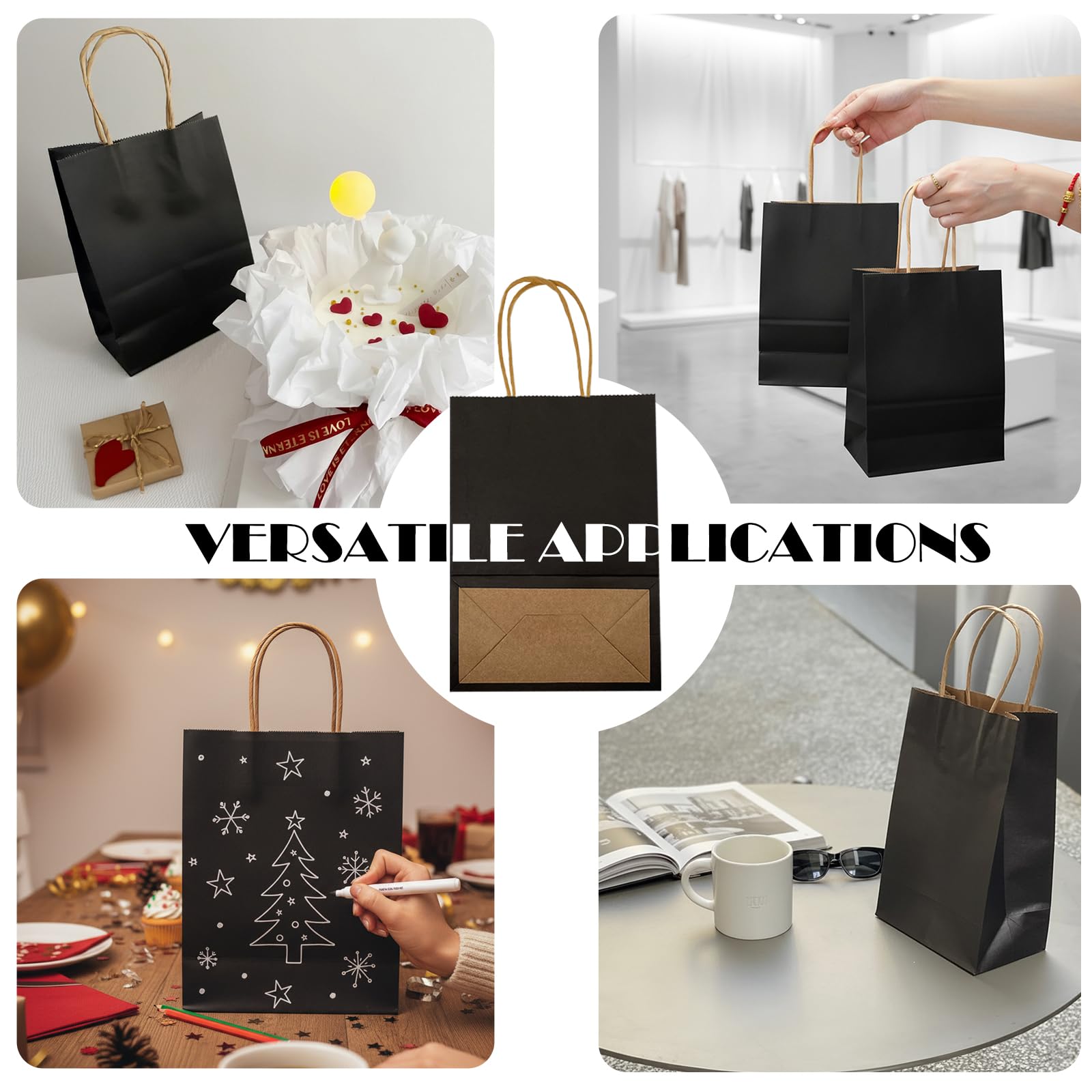 Mini Black Kraft Paper Gift Bags (Per Dozen - Foto 3