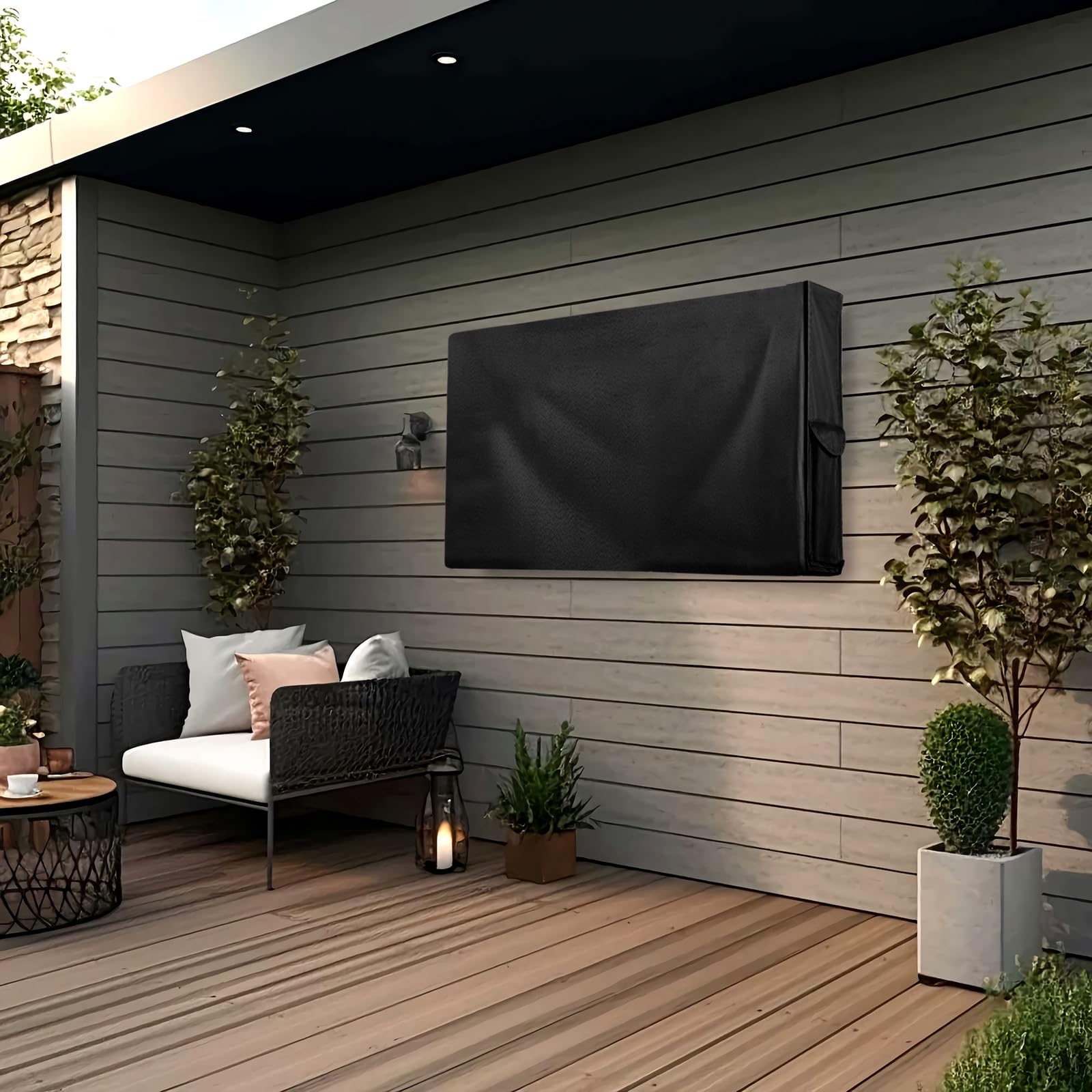 OutdoorLines Funda impermeable y resistente a la intemperie para TV de pantalla plana de 60 a 65 pulgadas, resistente al polvo y a los rayos UV, color negro, tamaño 58 pulgadas de largo x 37 pulgadas