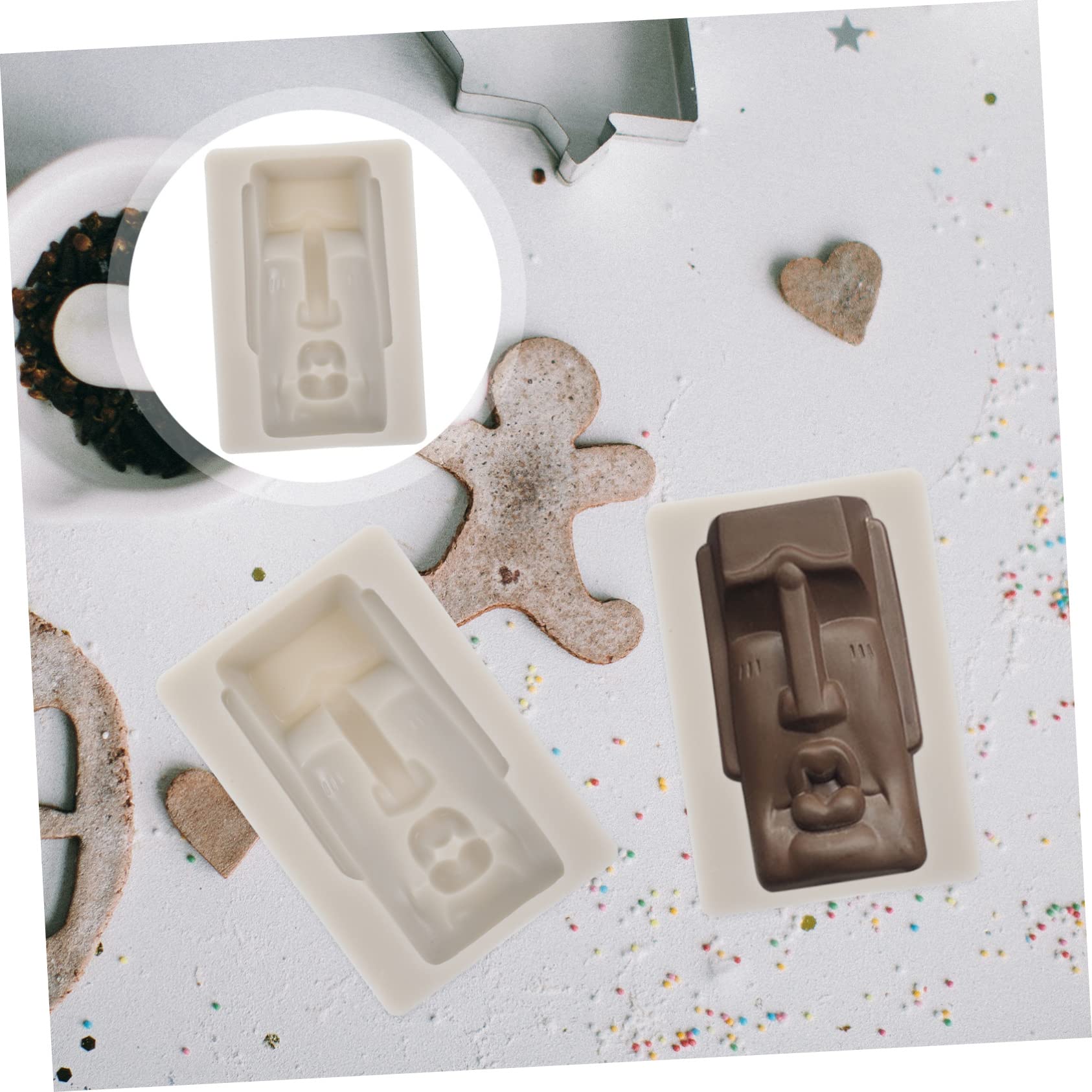 TOPBATHY 5pièces Moule Silicone Moai Flexible Pour Chocolat Et Pâtisserie Moule à Bonbons Et Gâteaux Unique Pour Créations Et Décorations Festives