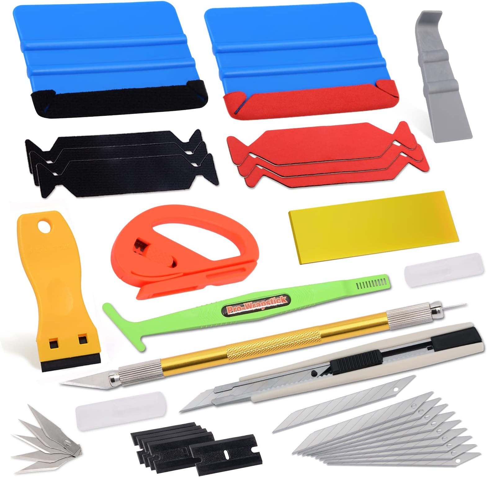 Vehicle Vinyl Wrap Tool Kit Car Wrap Kit Include Vinyl Squeegee, Film Cutter, Air Release Pin, Utility Knife Wrap Tools for Car Wrapping Window Film Application PPF Installation & Wallpaper Smoothing