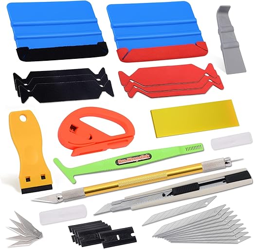 NEWISHTOOL Car Wrap Tools PPF Installation Kit Vinyl Wrap Tool Kit with Felt Squeegee, Film Cutter, Bubble Release Pen, Utility Knife for Car Wrapping, Window Tint Application & Wallpaper Smoothing