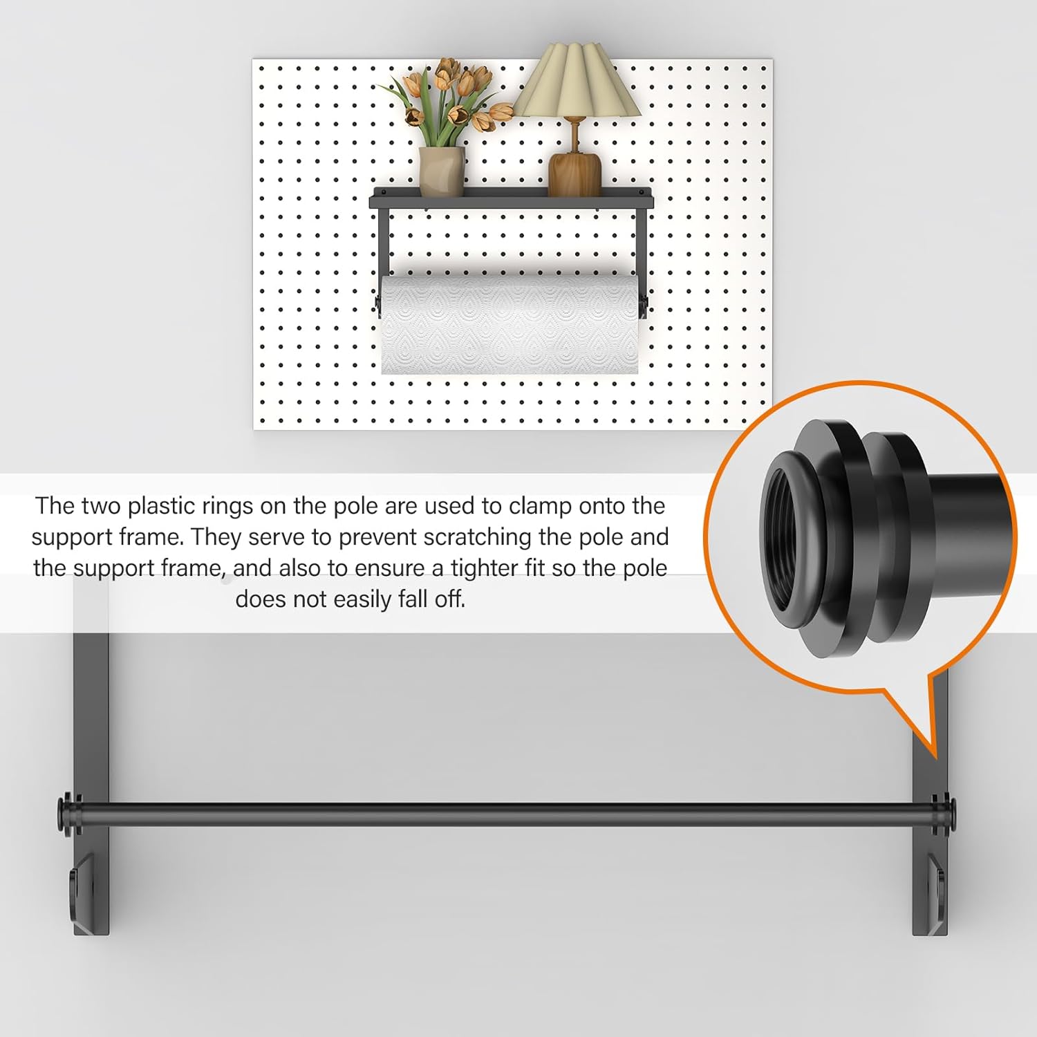 2 Pack Pegboard Paper Towel Holder with Shelf, Heavy Duty Peg Board Accessory, Metal Pegboard Organizer Accessories for Garage, Workshop, Craft Room