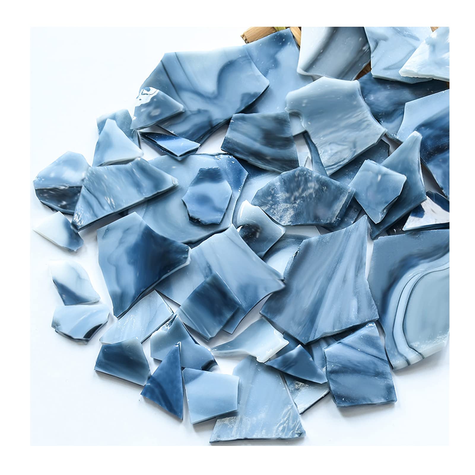 SMANTA Iridescent Grey Series Cathedral Mosaic Glass Sheets Materials, 7oz Mosaic Tiles Opaque Glass Scraps Pieces for Mosaic Art Crafts