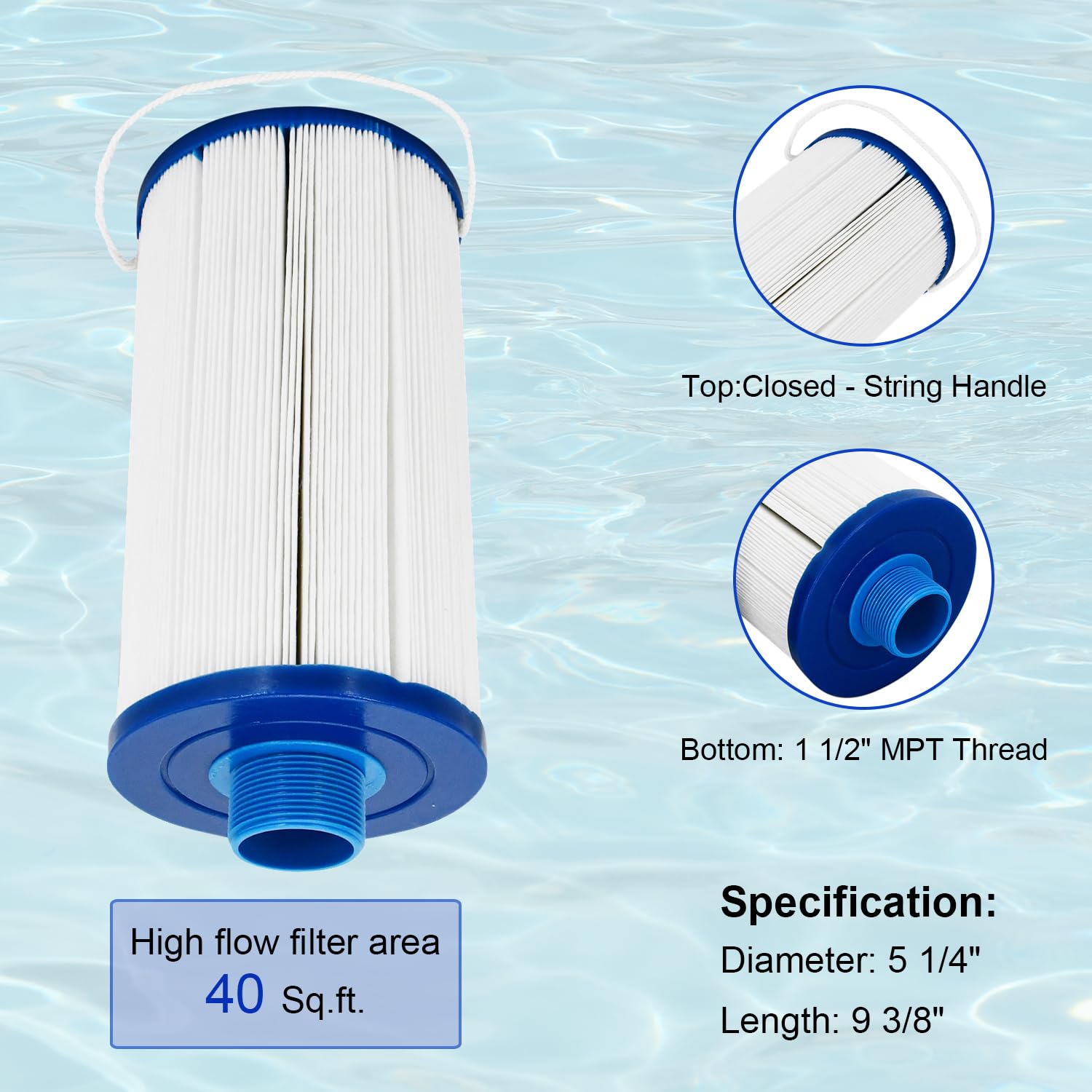 Hot Tub Filter FC-2402 Spa Filter Compatible with Watkins 303279 PFF42TC-P4 Compatible with Lifesmart, FreeFlow 78460 Compatible with Aquaterra, Hydromaster, Grandmaster, Simplicity Spa Filters 2PCS