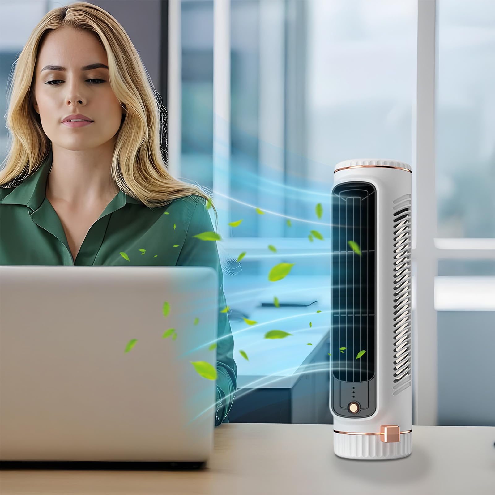 Raffreddatore d'aria portatile – Unità di condizionamento d'aria compatta | Ventilatore da scrivania silenzioso | Raffreddamento evaporativo, ventola di raffreddamento ideale per casa, ufficio e