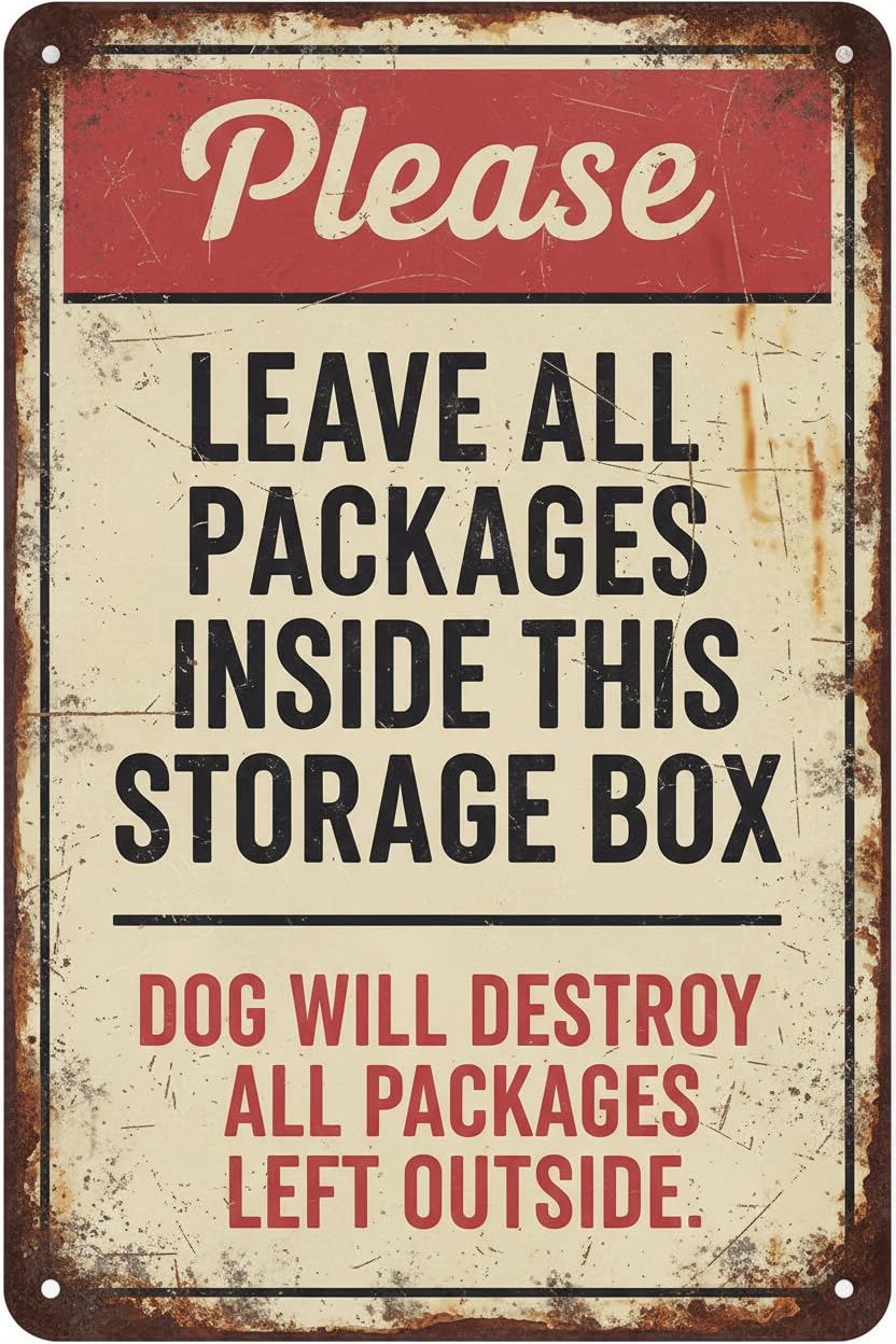Please Leave Packages Inside Storage Box Tin Sign, 8x12 Inch