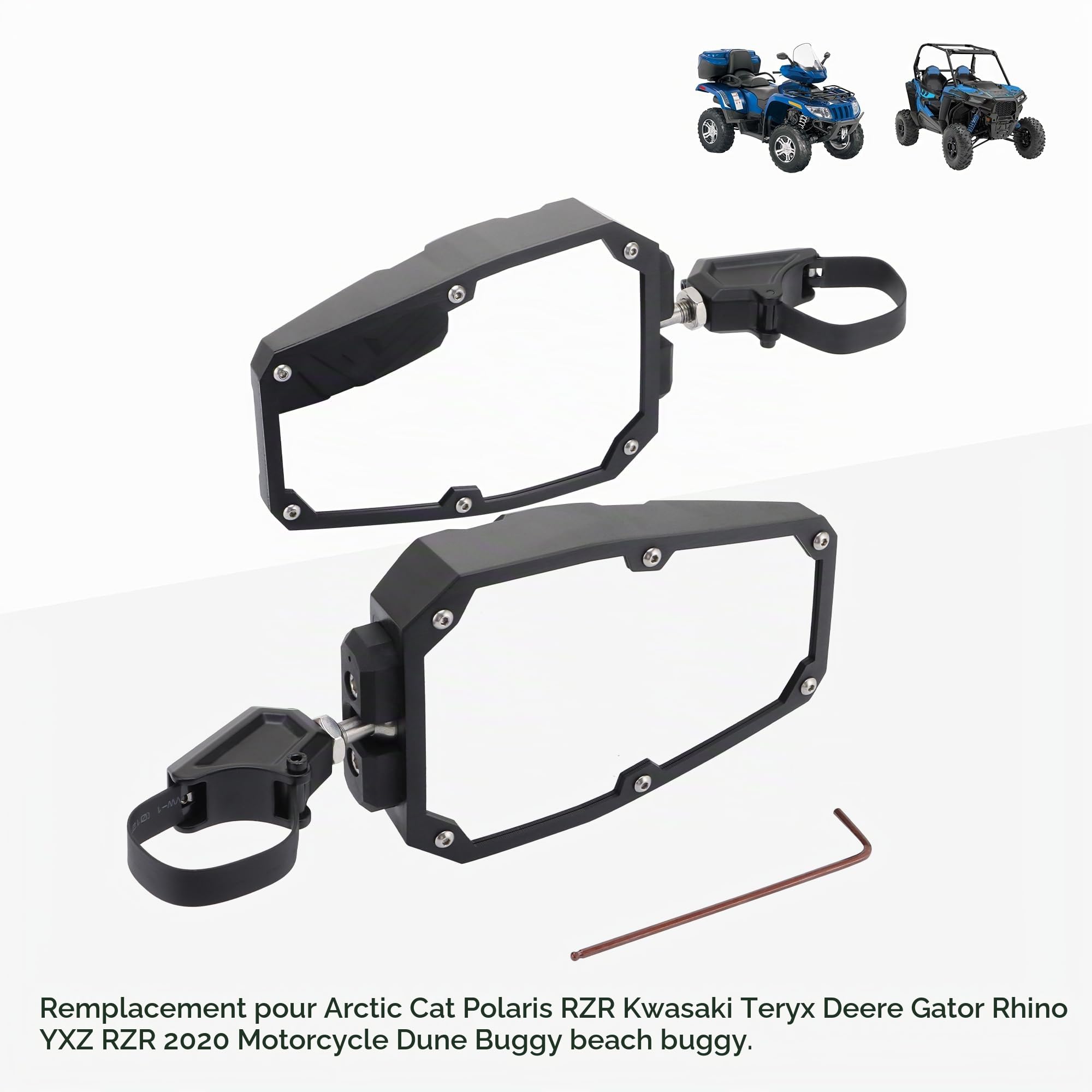GOOFIT RéTroviseur RéTroviseur LatéRal Remplacement pour Arctic Cat Polaris RZR Kwasaki Teryx Deere Gator Rhino YXZ RZR 2020 Motorcycle Dune Buggy beach buggy
