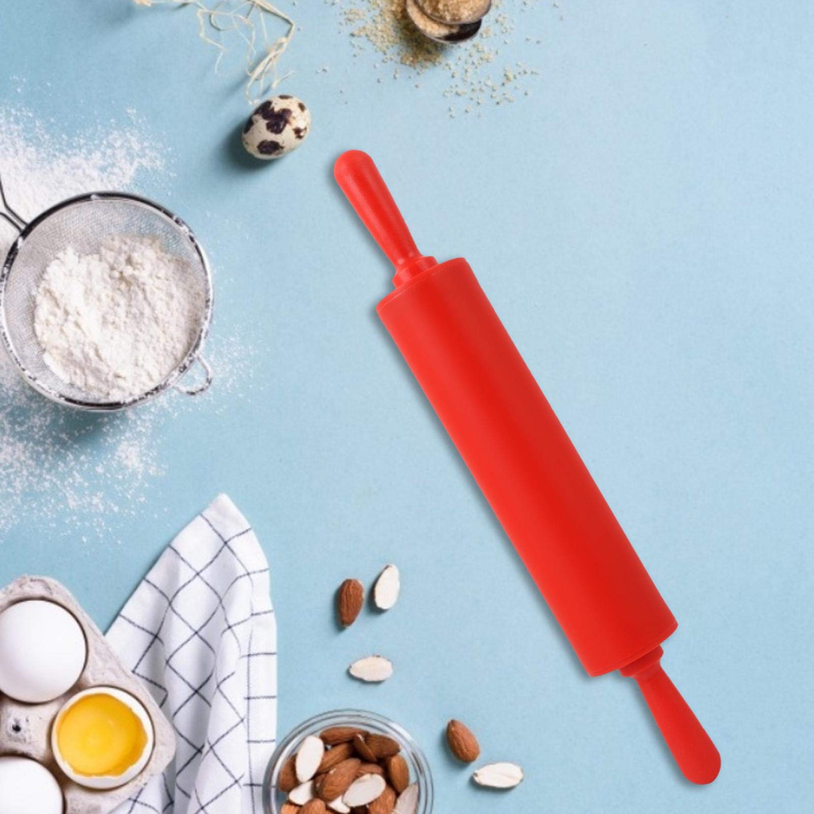 Rouleau à pâtisserie en silicone de qualité alimentaire à économie de travail, outil de laminage de pâte, pour restaurant de biscuits à pizza à croûte de tarte(red)