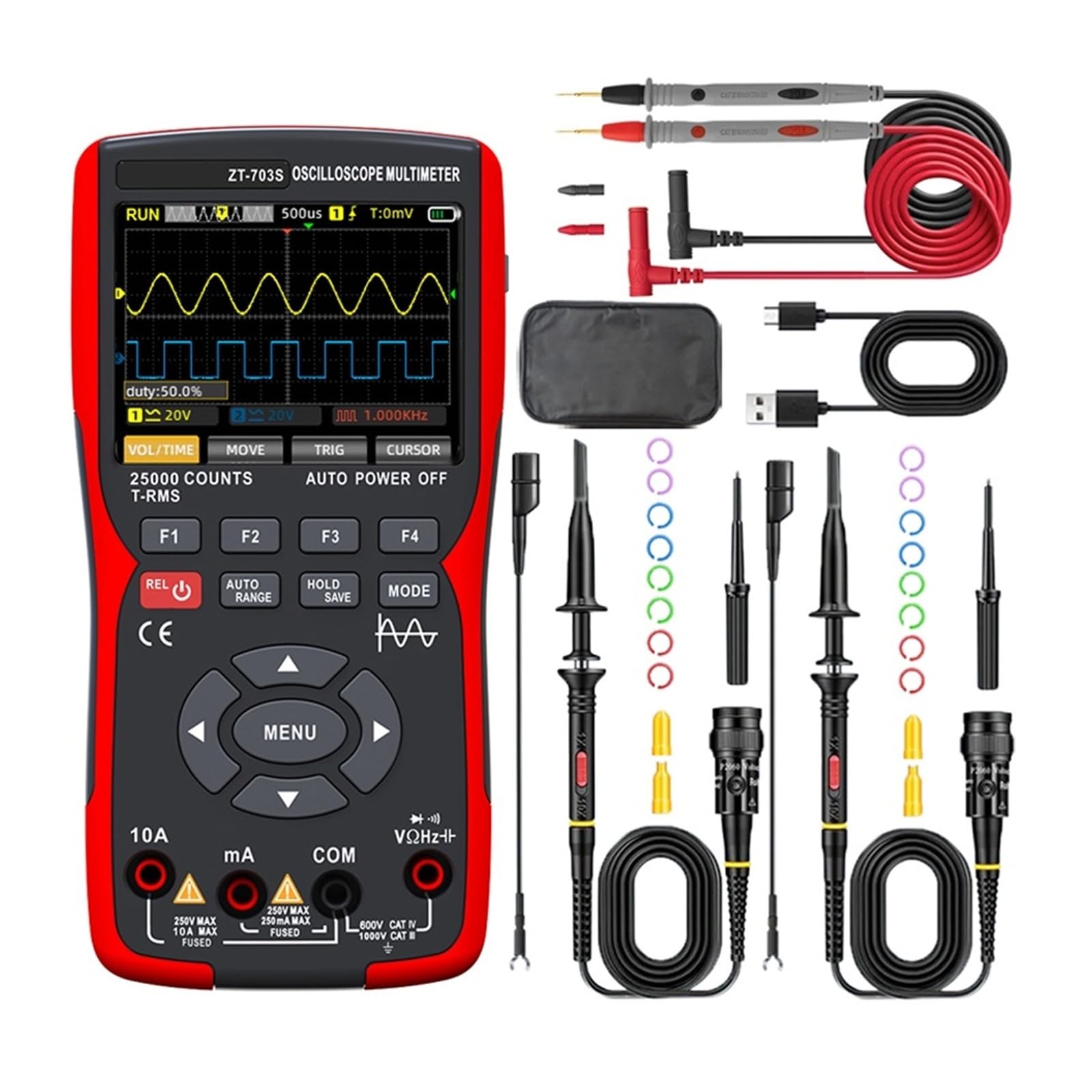 Oscilloscope numérique portable ZT-703 3 en 1 avec multimètre et générateur