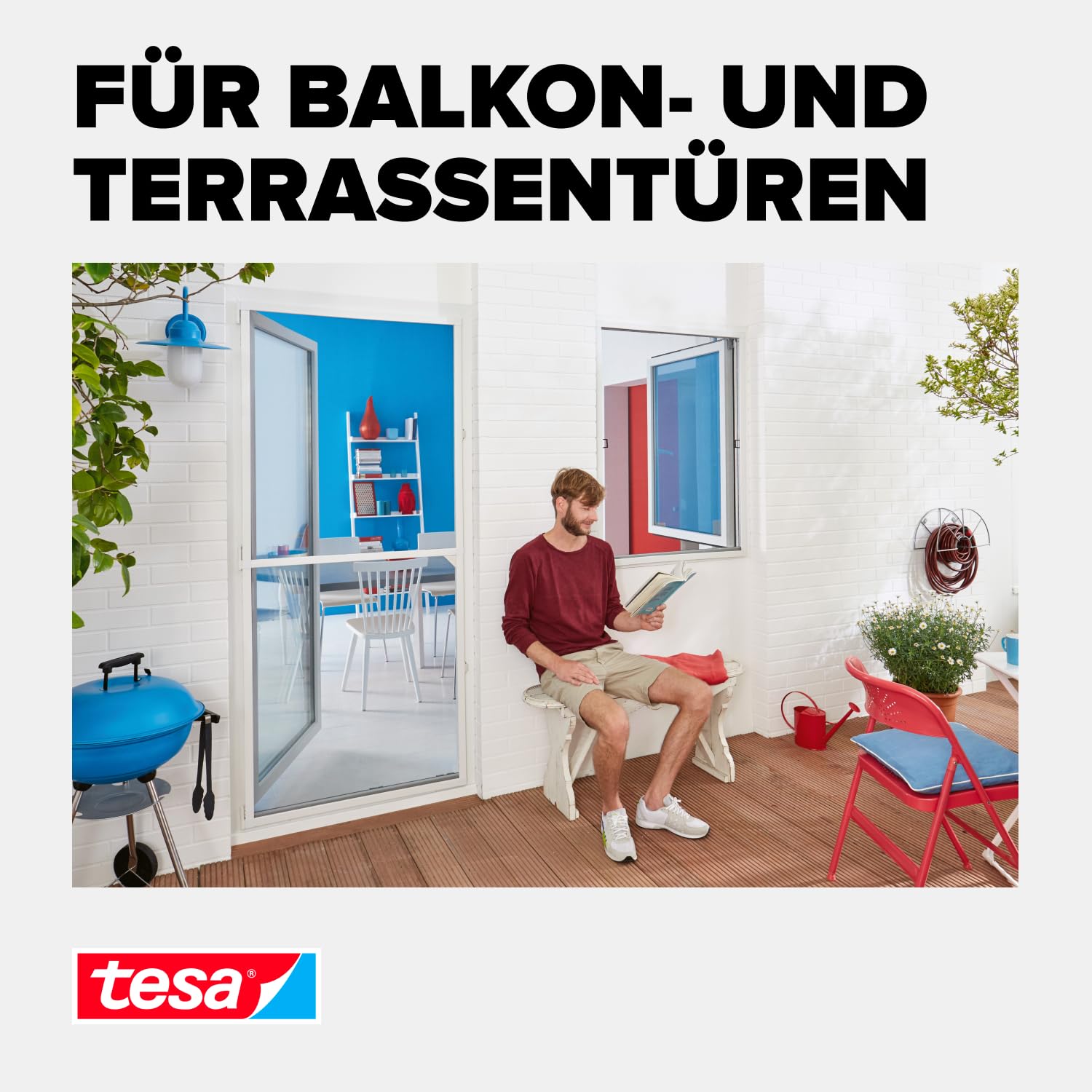 tesa Insect Stop Fliegengitter Adapter-Set für ALU COMFORT Türen - zur Montage von tesa Insect Stop Insektenschutzgittern - ohne Bohren - für Tür- und Fensterrahmen von 13 bis 20 mm - weiß