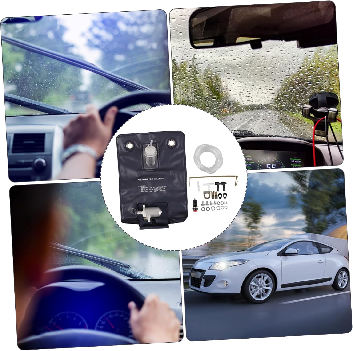 Gatuida Windshield Washer Pump Hose Kit Replacement for Automotive Windshield Cleaning Easy to Install Includes Nozzle and Attachments Compact Design for Convenient Use