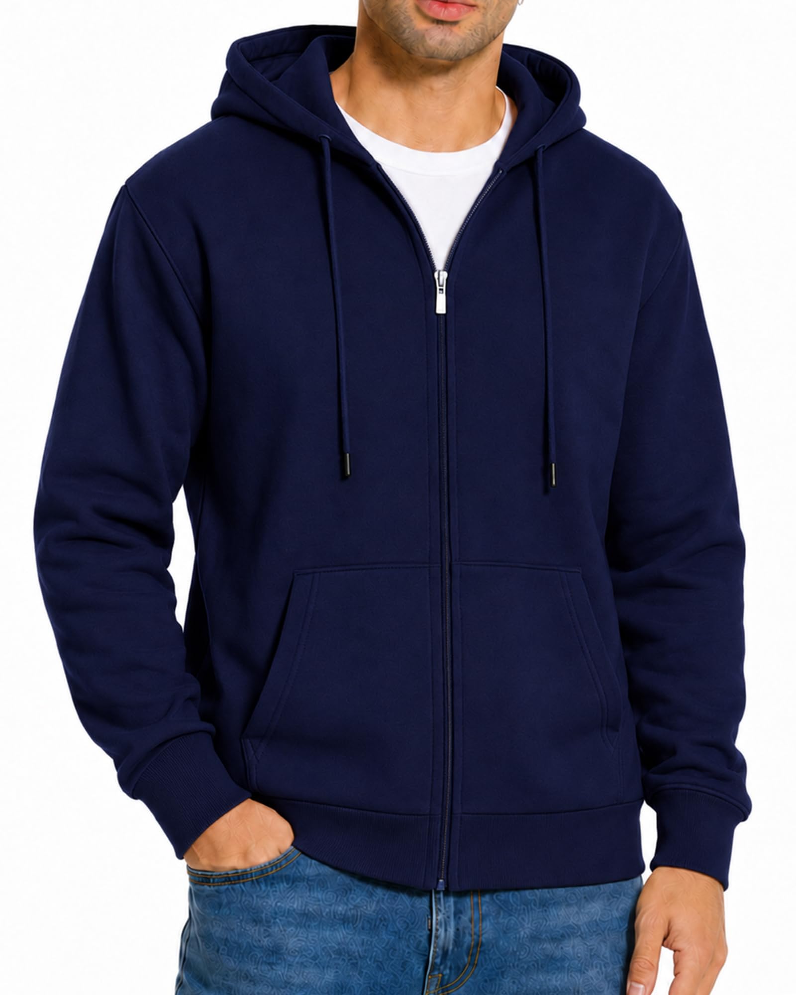 Menoio Men's Zip Up Hoodie Fleece Sweatshirt Jacket with Pockets | Soft Warm Fleece, Men's Zipper Hoodie, Drawstring Hood, Ribbed Cuffs Hem, Long Sleeve Jackets, Fall Winter Casual Clothes