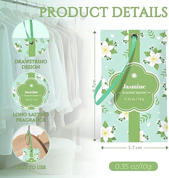 Jasmine Wardrobe Fresheners, 14 Pack Scented Sachets