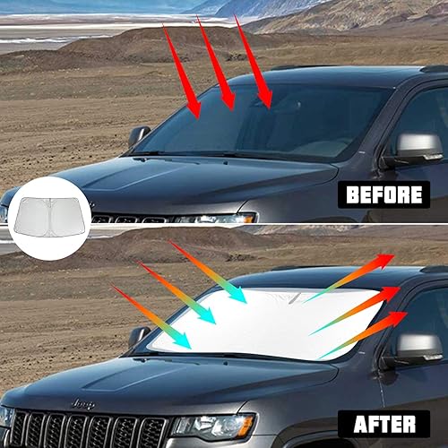 Miniatura 4 de Parasol para parabrisas compatible con Jeep Grand Cherokee SUV 2011-2020 2021 protector contra el calor protector de ajuste personalizado visera