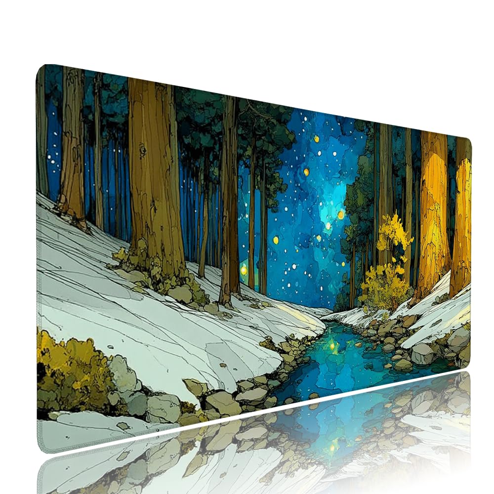 Alfombrilla de Mouse para Juegos, Blu, XXL, Antideslizante, Impermeable, Diseño de Cielo stellato, Extendido, Grande, 1400x600x3mm, para PC, Laptop, Ufficio, Famiglia d-853