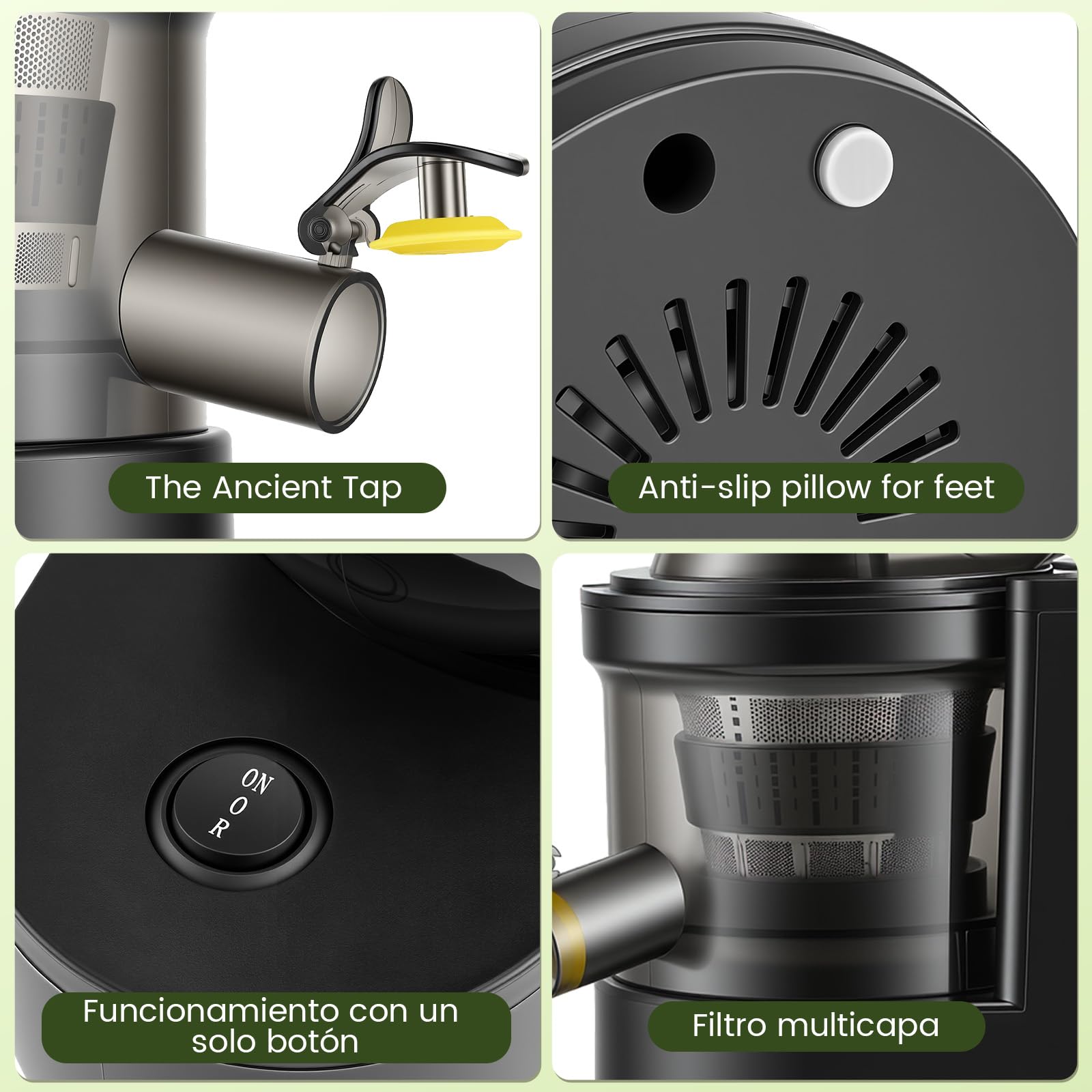 Extractor de Zumos y Verduras con Boca XL de 140 mm, Motor de 500W, Licuadora Slow Juicer, Separación de Pulpa, Protección Infantil, Fácil Limpieza, Para Frutas y Verduras Enteras