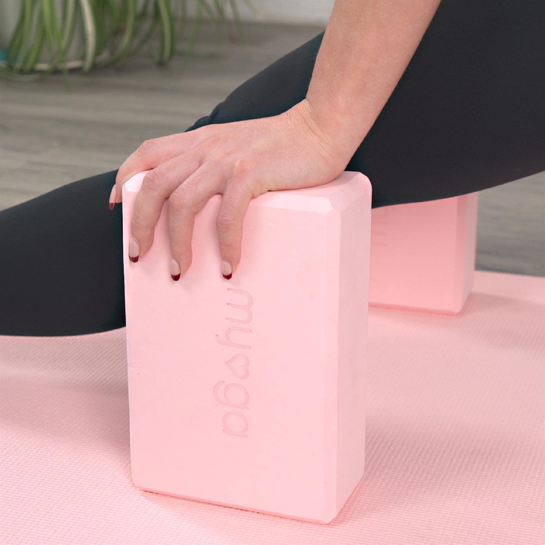 Myga Yoga-Starter-Set – Yogamatte, 2 Yoga-Blöcke und Yogagurt – Starter-Set mit Matte, 2 Steinen & Metall-D-Ring-Gürtel für Anfänger in Yoga, Pilates & Fitness