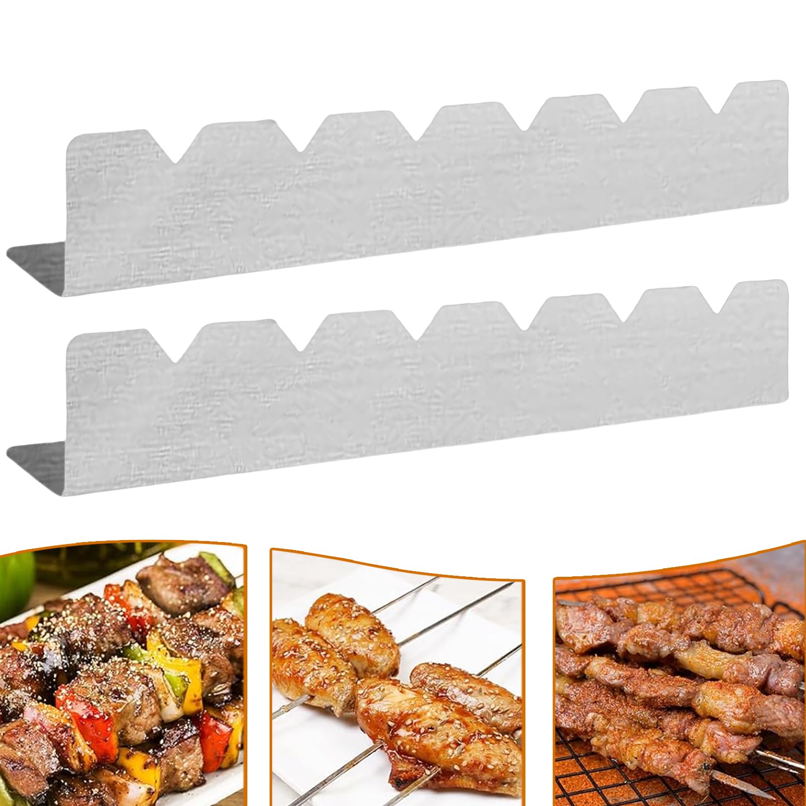 Lot de 4 racks à brochettes pour barbecue : support pour 6 brochettes, porte-brochettes en acier inoxydable, accessoires de barbecue, pour le camping et la randonnée