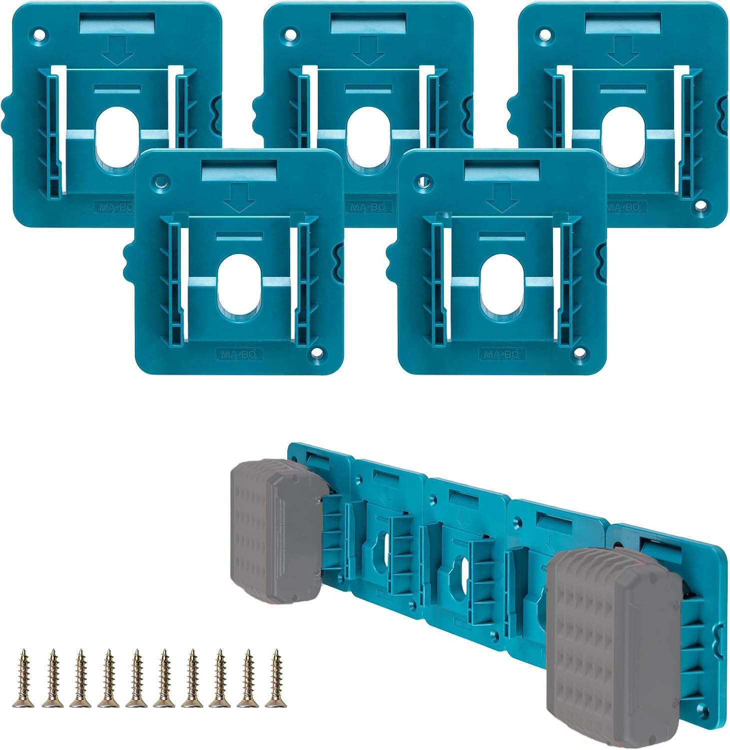 5 Pack Rozlchar Battery Holder Compatible for Bosch GBA 18V Mounts Dock Holder Fit for 2.0 Ah, 3.0Ah, 4.0Ah, 5.0Ah(w/10 Screws, No Batteries)
