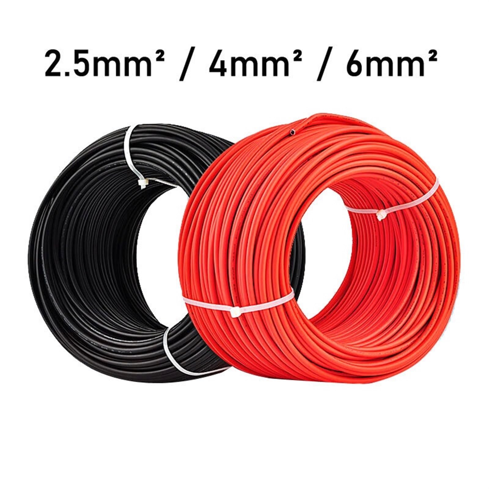 Cable Flexible 13AWG 2.5mm Square Photovoltaic Panel Connection Cable, 2.5mm Square Cable, Red Black Sheath Solar Cable Used for Photovoltaic Extension Connector (Color : Black, Size : 5M)