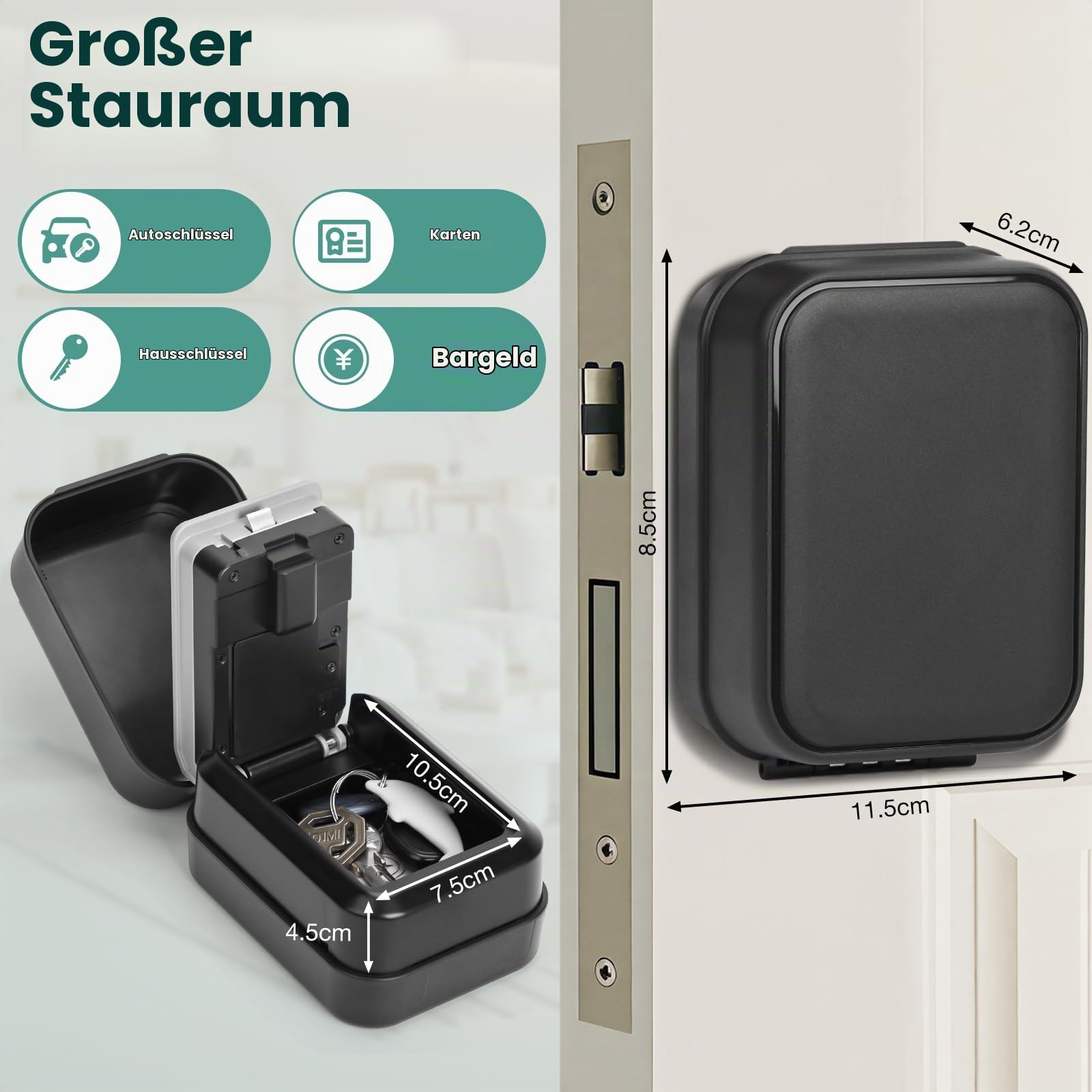 PAIRIER Smart Schlüsselbox Bluetooth Schlüsseltresor | Unterstützt Tuya APP und PIN-Code, 12 Stelliger Zahlencode, Geeignet für Haus Wohnung Garage, Ferienunterkunft