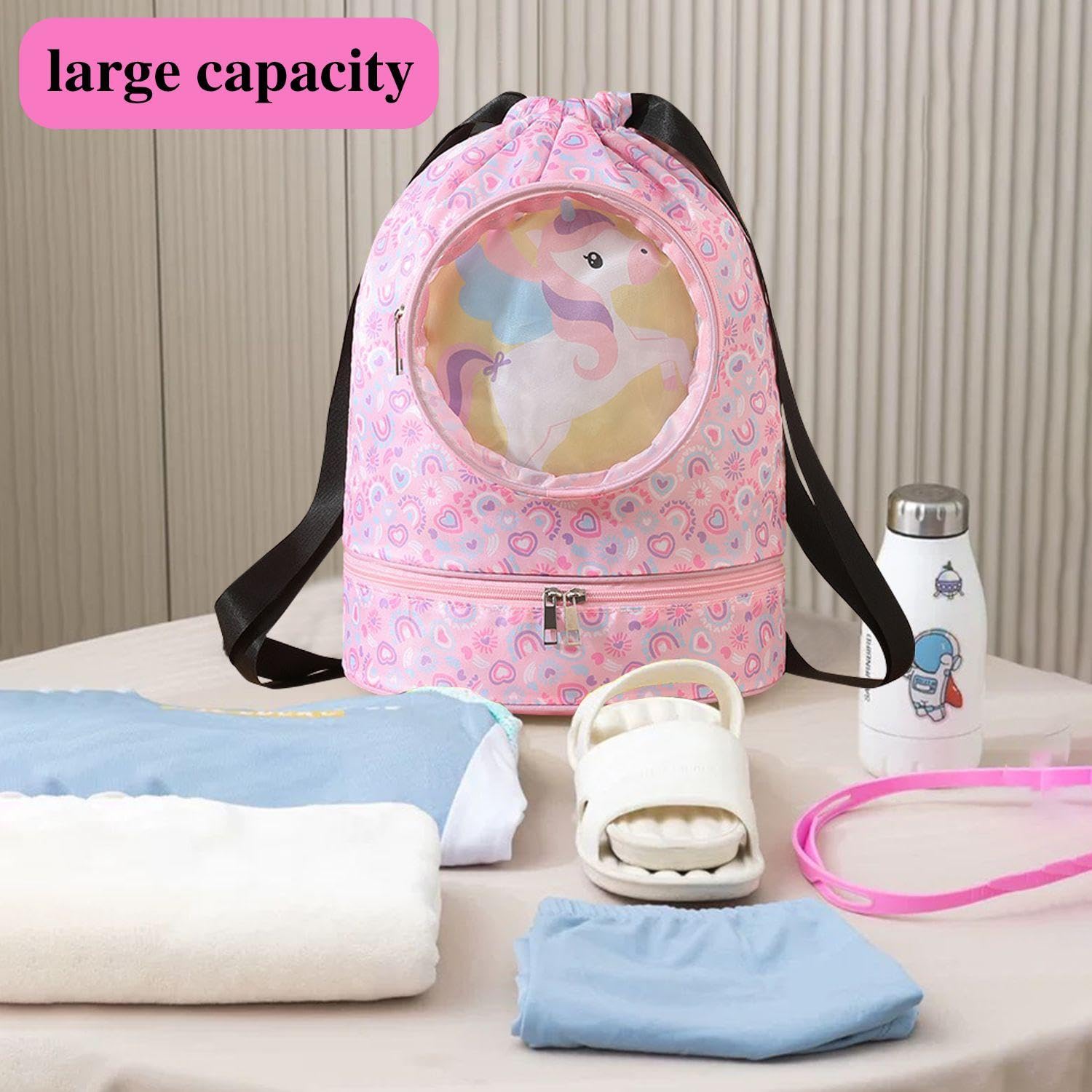 Borsa per Separazione Umido E Asciutto da 1 Pezzo, Borsa Carina per Ragazze, Zaino per Ragazze, Borsa da Palestra, Borsa Impermeabile, Borsa per Bambini, Zaino da Balletto