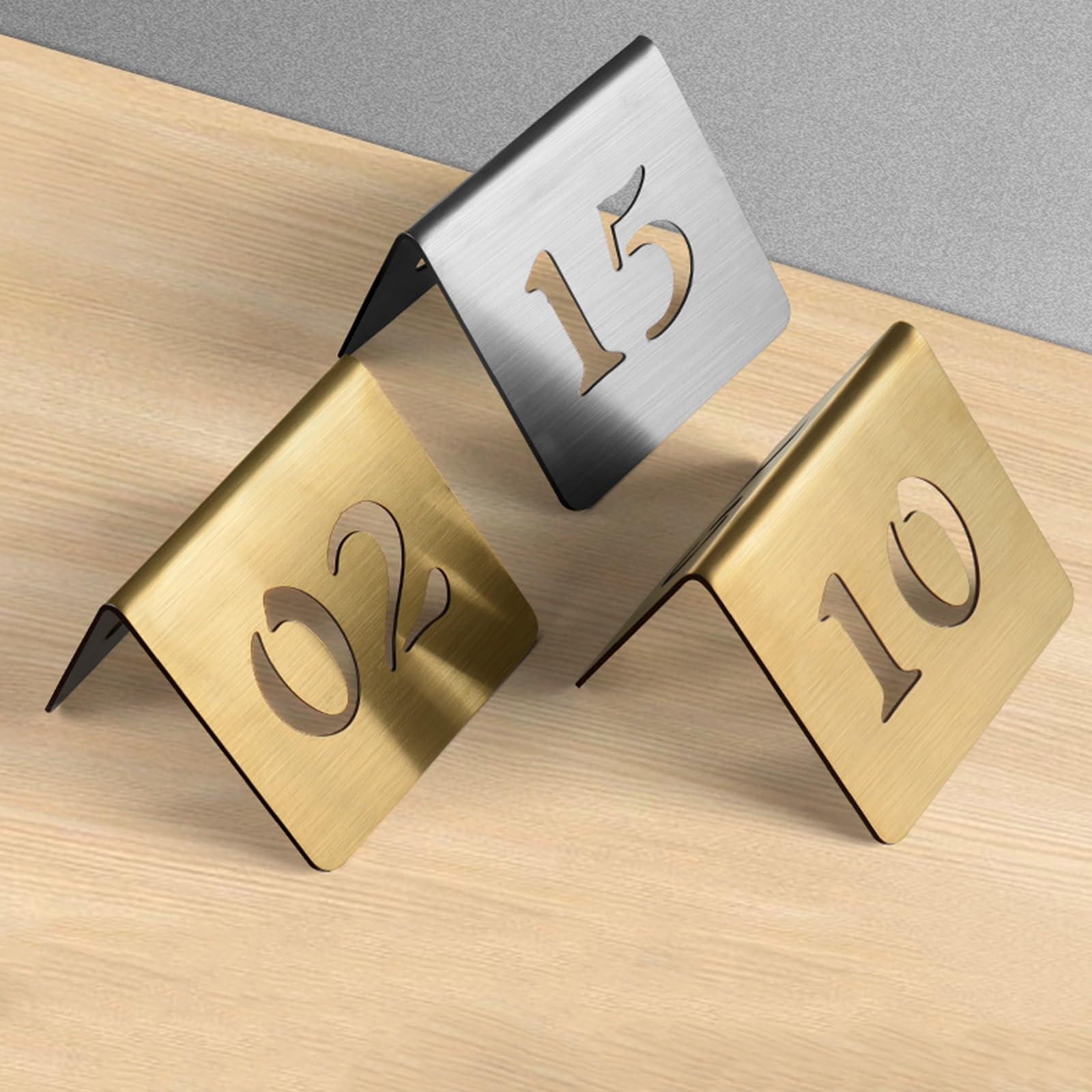 Edelstahl Tischnummern Hochzeit Sitzplan Tischkarten Table Numbers Sitzplan Hochzeit, Platzkarten Tischnummernkarten Doppelseitige Table Numbers für Bankette, Cafés, Restaurants(Gold-8cm,1-10)