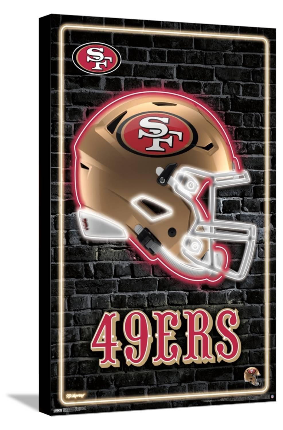 Trends International NFL San Francisco 49ers - Neon Helmet 23 Wall Poster, 14.72" x 22.37", Stretched Canvas