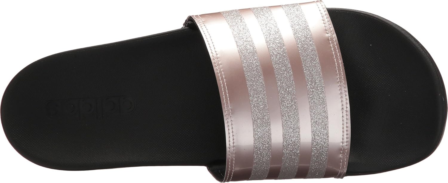 adidas Women's Adilette Comfort Slides Sport Sandal, Vapour Grey Metallic/Vapour Grey Metallic/Core Black, 9