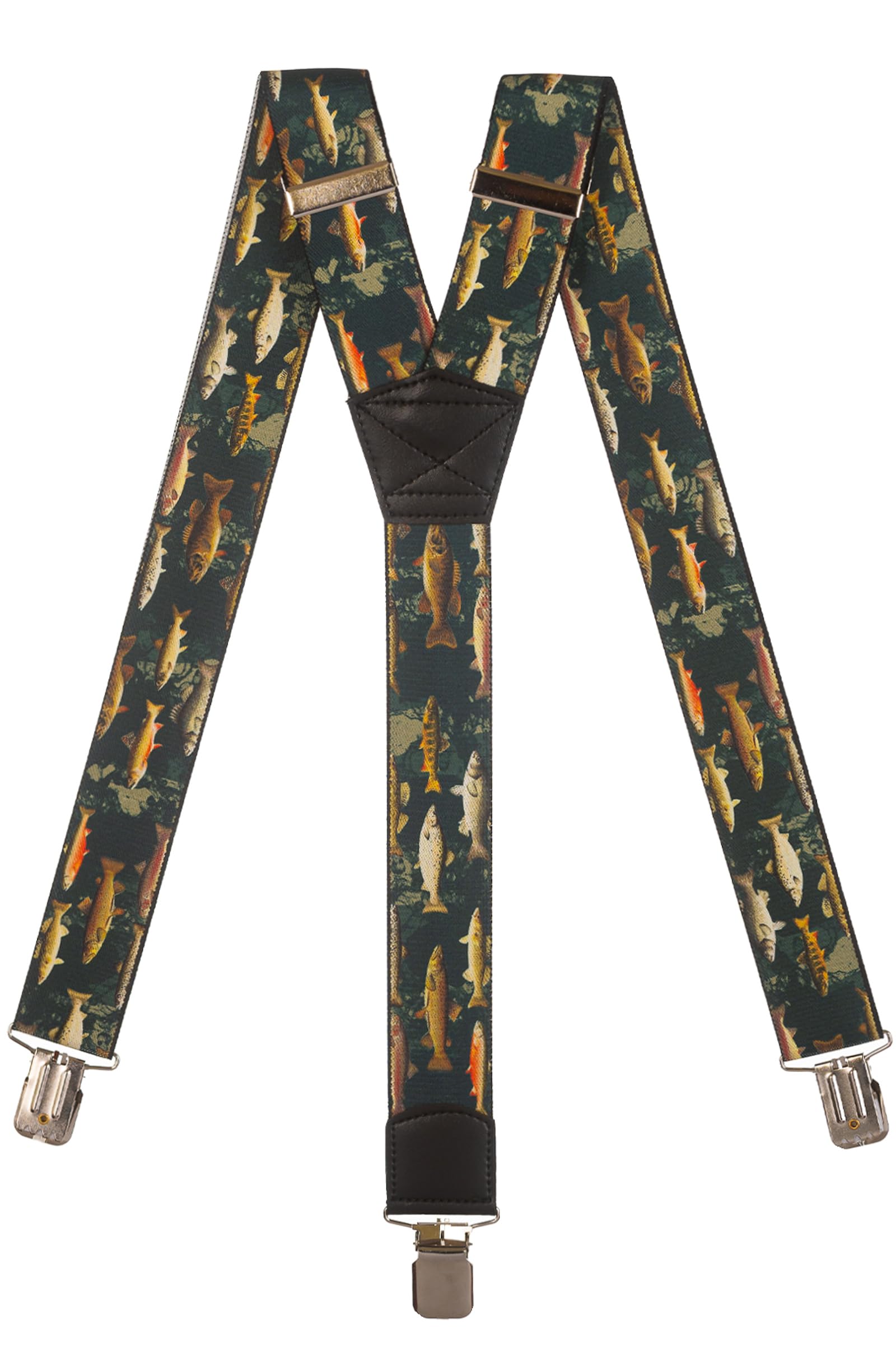 Olata Men's Fish C Heavy Duty Printed Y-Shape Braces/Suspenders, 4Cm
