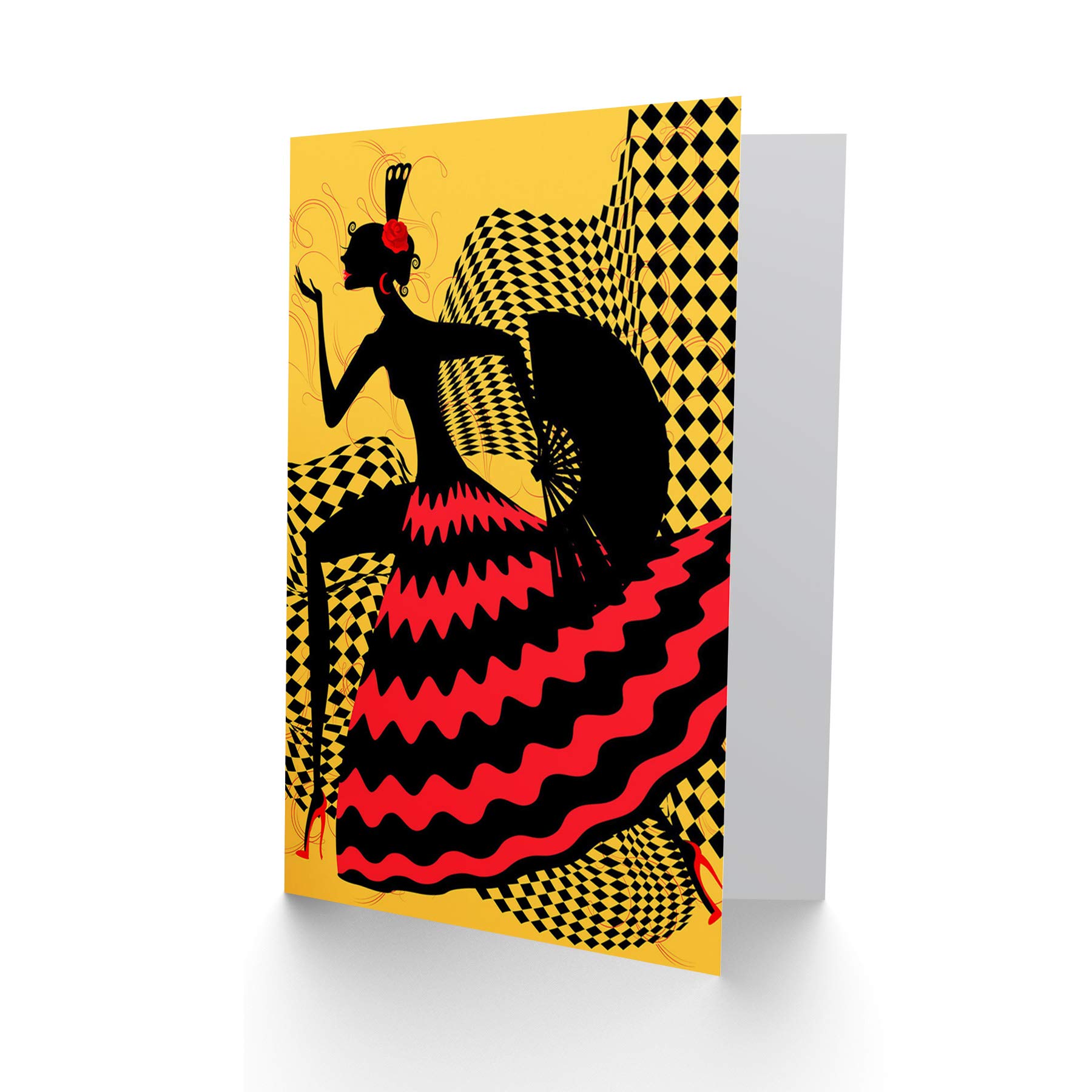 Wee Blue Coo MALOWANIE HISZPAŃSKIEGO TANCERA FLAMENCO DESIGN PUSTE kartka urodzinowa