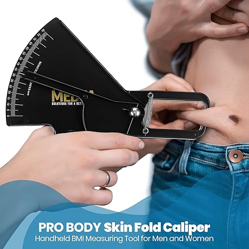 Miniatura 20 de Pro Body Skin Caliper - Herramienta de medición de IMC de mano - Calibre de pliegue preciso para la piel mide la grasa para hombres y mujeres