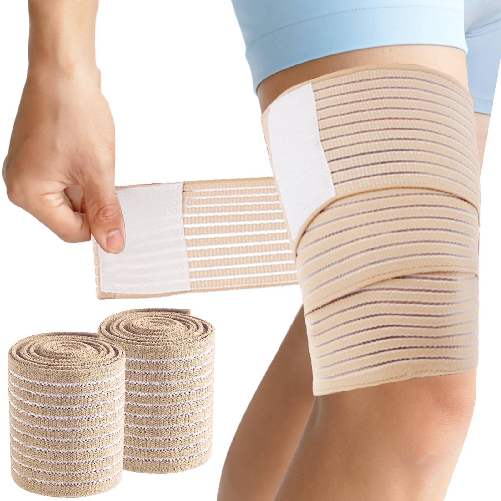 2 PCS Thigh Hamstring Compression Sleeve, Adjustable Thigh Compression Wraps for Varicose Veins Treatment for Legs, Nylon Quad Knee Support Bandage, Versatile Compression for Knee, Calf, Arm Blue — Amazon image 10
