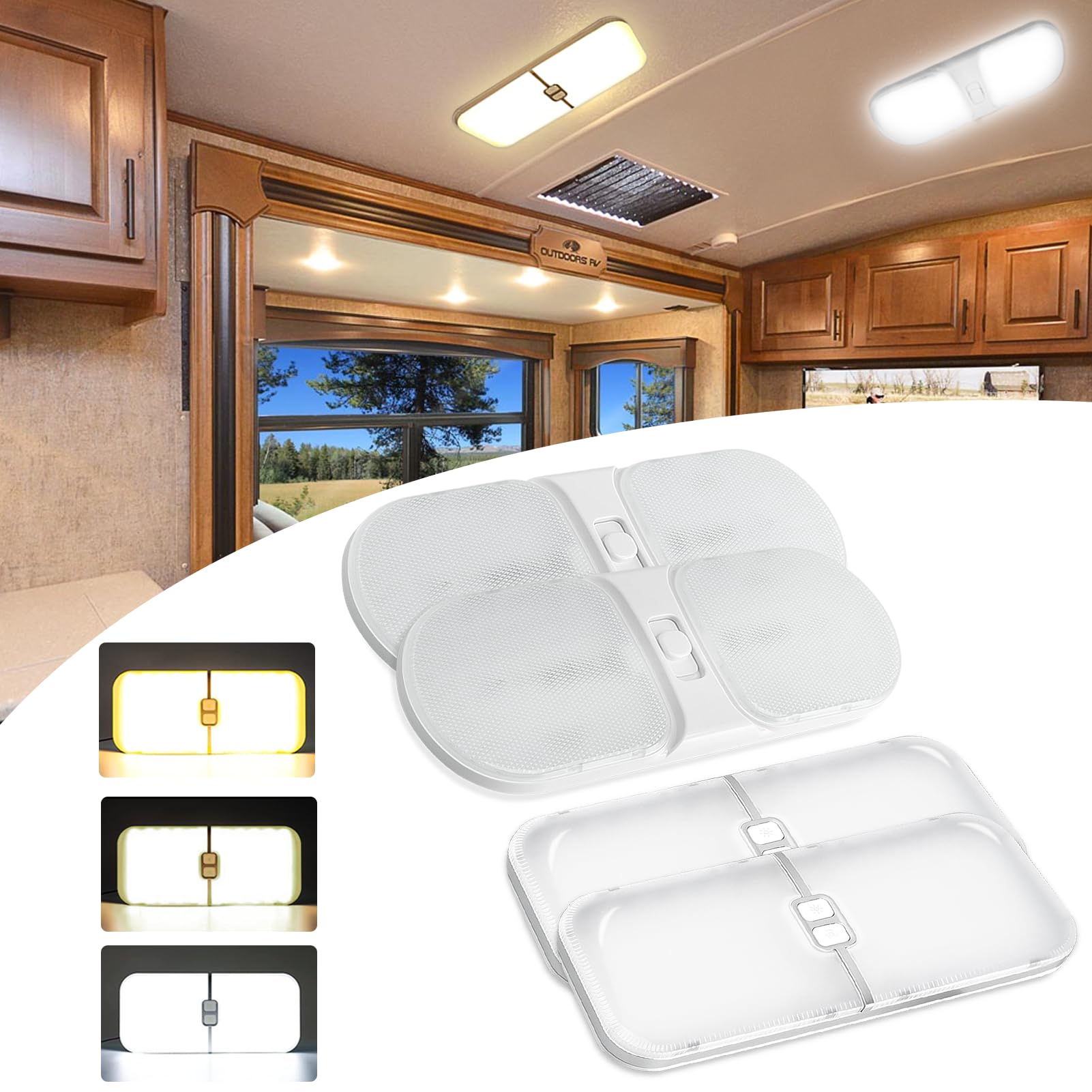 TTCR-II 4PCS 12V Wohnmobil Beleuchtung Led, Dimmbar Weiß Gelbes und Warmes | Lampen Wohnmobil Wohnmobilbeleuchtung Mit Schalter 3 Stände（2PCSfür RV Camping Auto LKW Wohnwagen Wohnmobil Boot