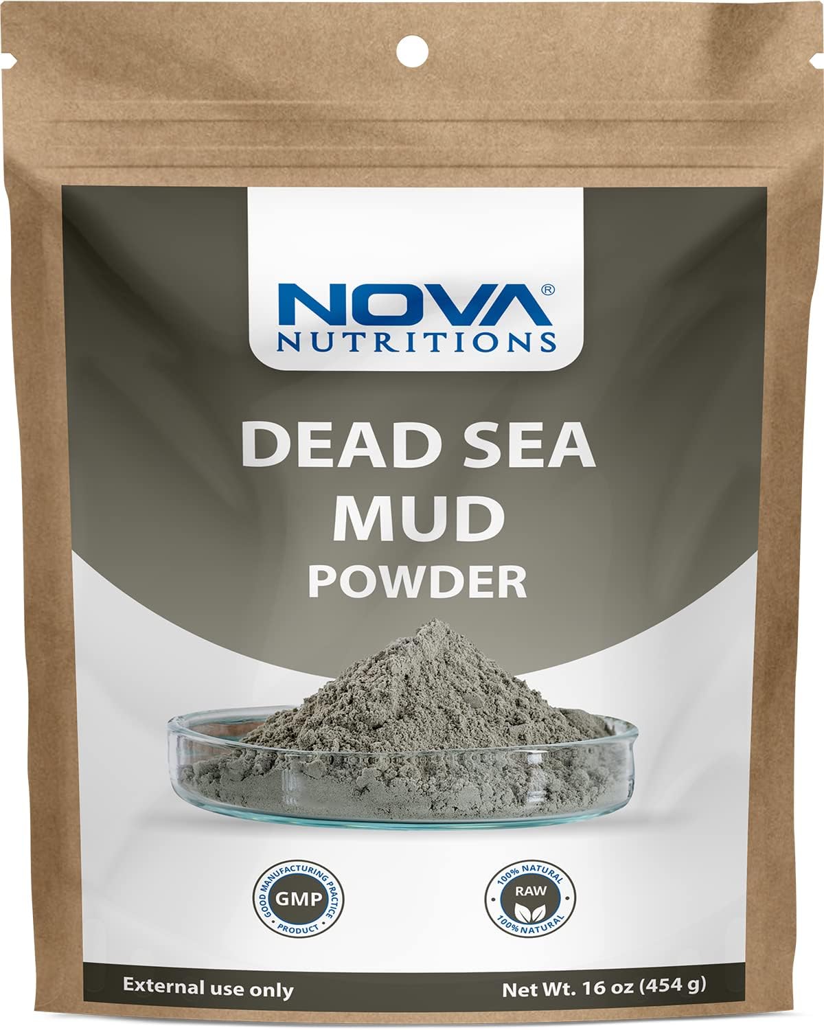Nova Nutritions Dead Sea Mud Powder 16 OZ (454 Gram) - for Facial Body, Mask & Skin - Natural Regenerator
