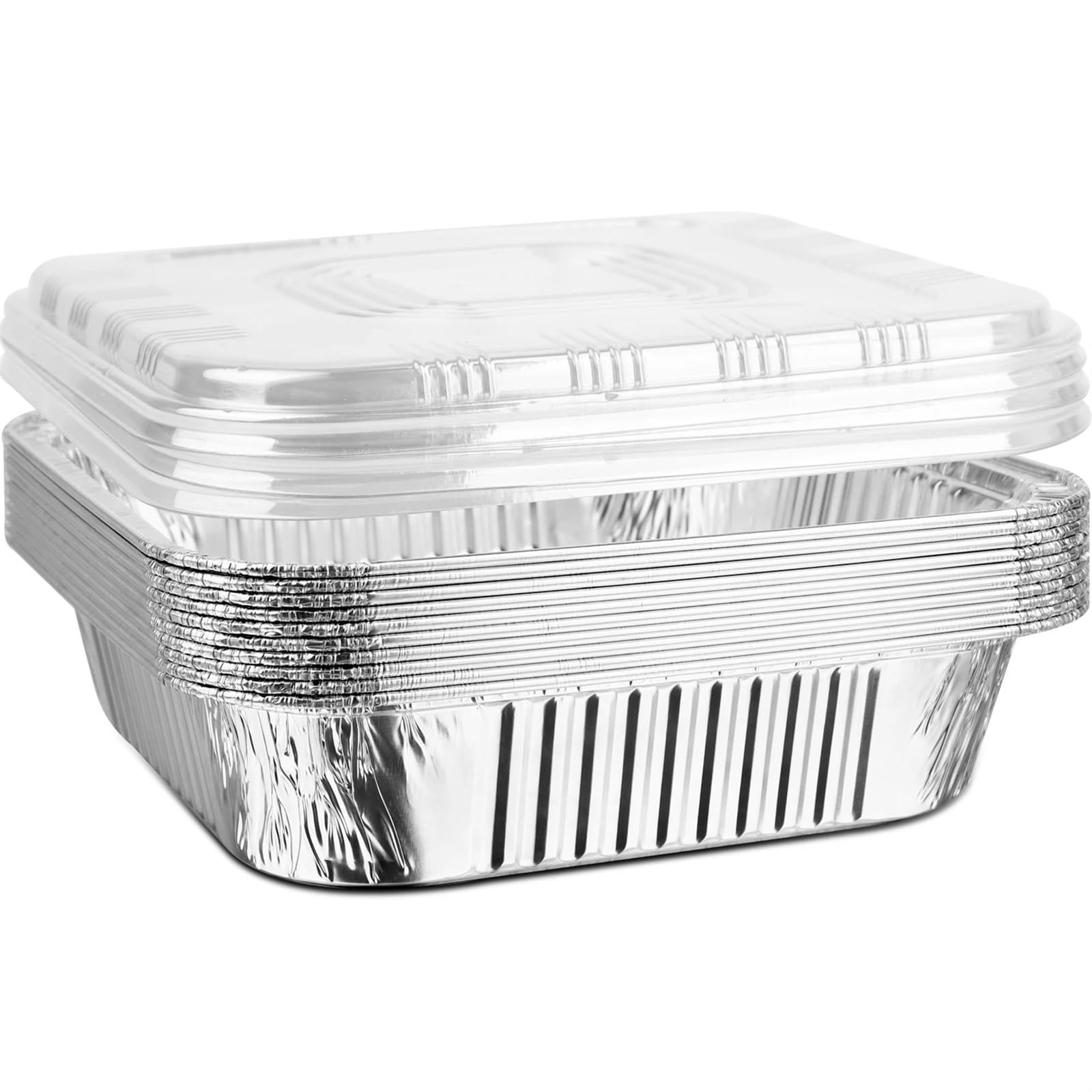 Utensilios de Cocina Desechables Olla de Aluminio con Tapa 8x8 Pulgadas - Papel Adecuada for cocinar, Fiestas, Hornear Pasteles, Pan casero for y(with Lids,100pcs)