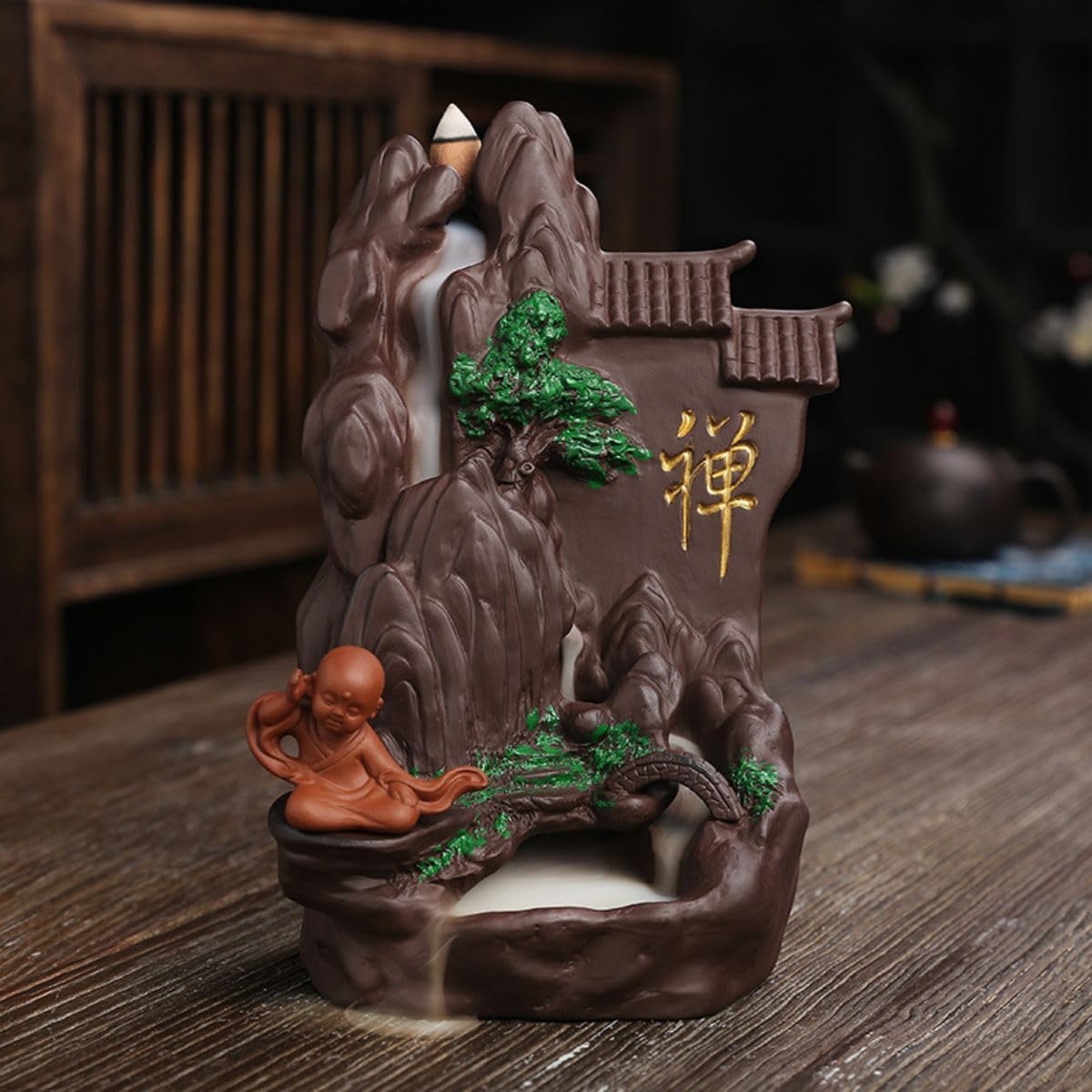 紫砂倒流香炉 Incense Holder,工艺礼品摆件高山流水家居饰品倒流香炉 Incense Holder,-12626